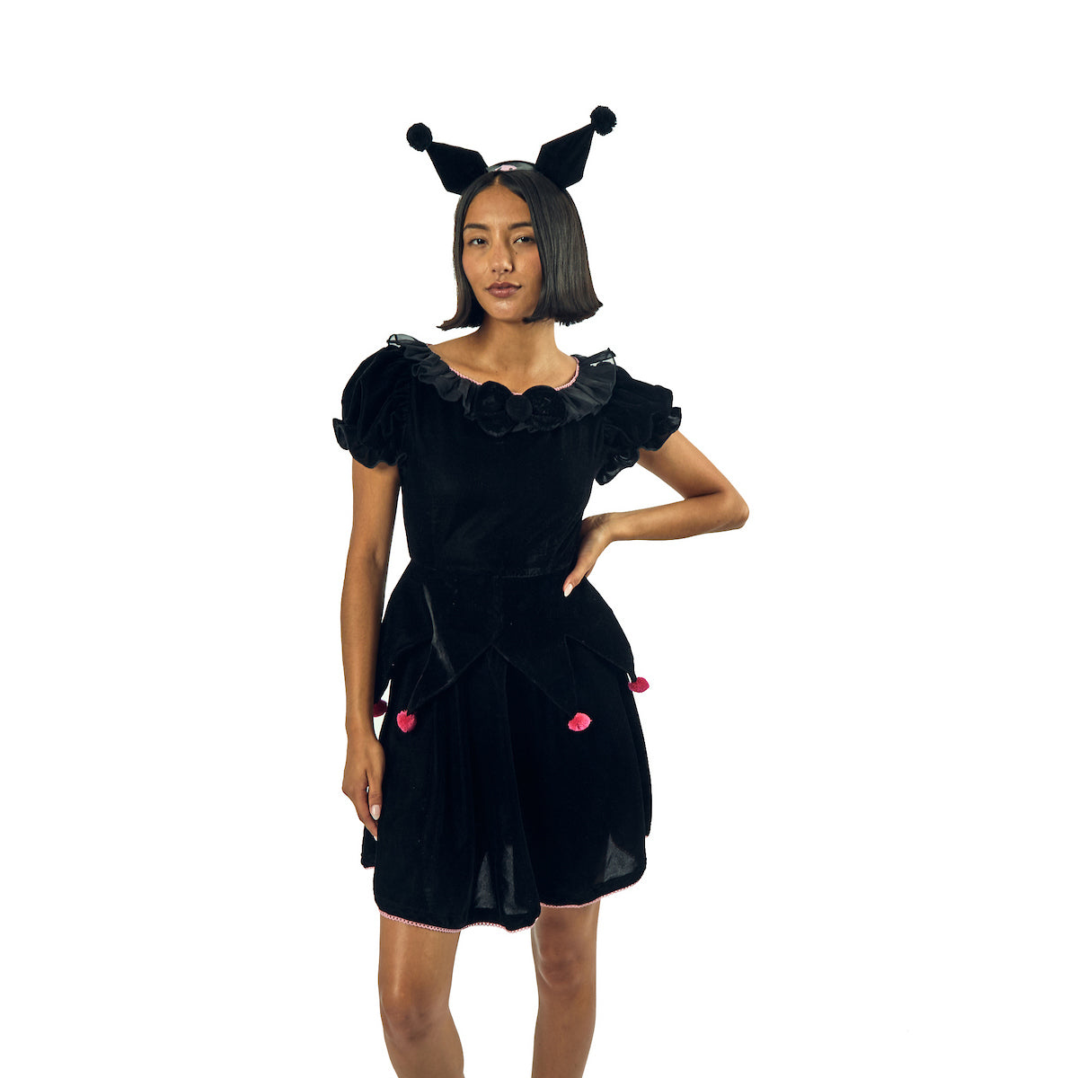 Kuromi Women's Black Cosplay Dress With Matching Headband