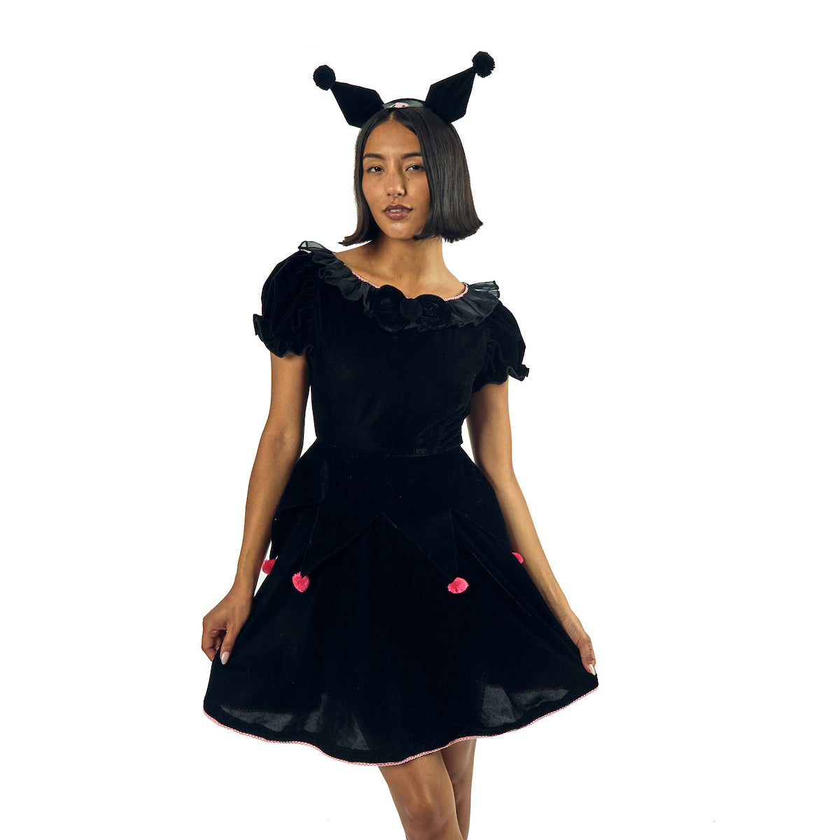 Kuromi Women's Black Cosplay Dress With Matching Headband