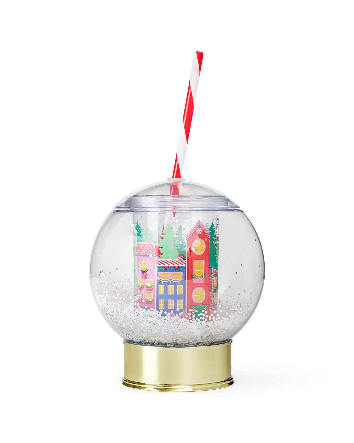 Packed Party Snow Globe Christmas Novelty Drink Sipper - 12 oz BPA-Free Shakeable Holiday Village Cup with Confetti Snow and Reusable Straw