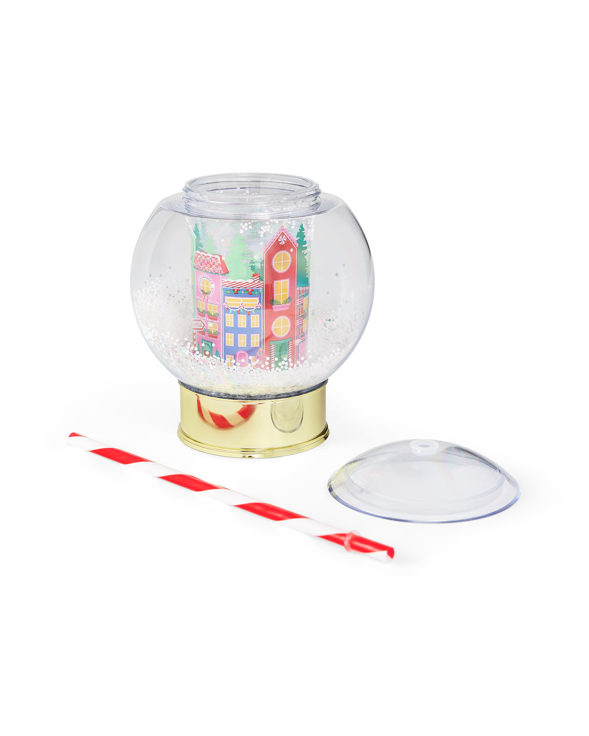 Packed Party Snow Globe Christmas Novelty Drink Sipper - 12 oz BPA-Free Shakeable Holiday Village Cup with Confetti Snow and Reusable Straw