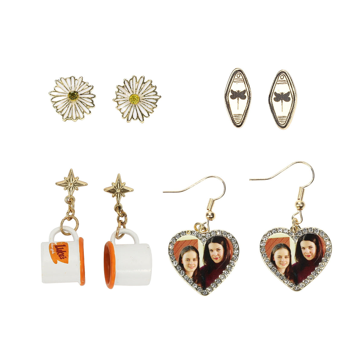 Gilmore Charm Adult Earring Pack with Gold Enamel Details