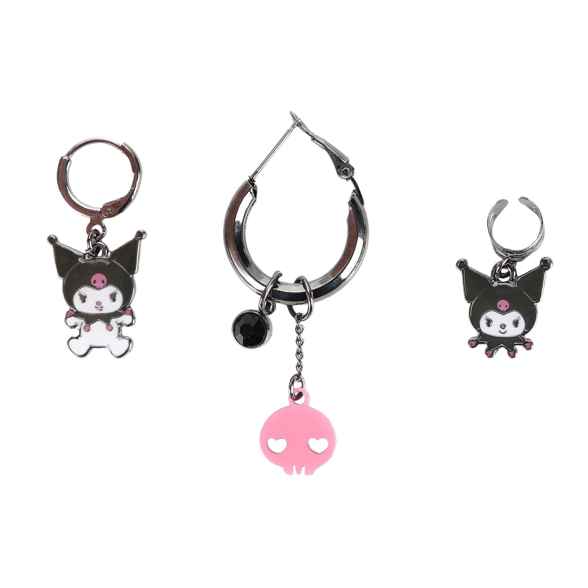 Kuromi Character & Skull Logo 5-Piece Earring Set