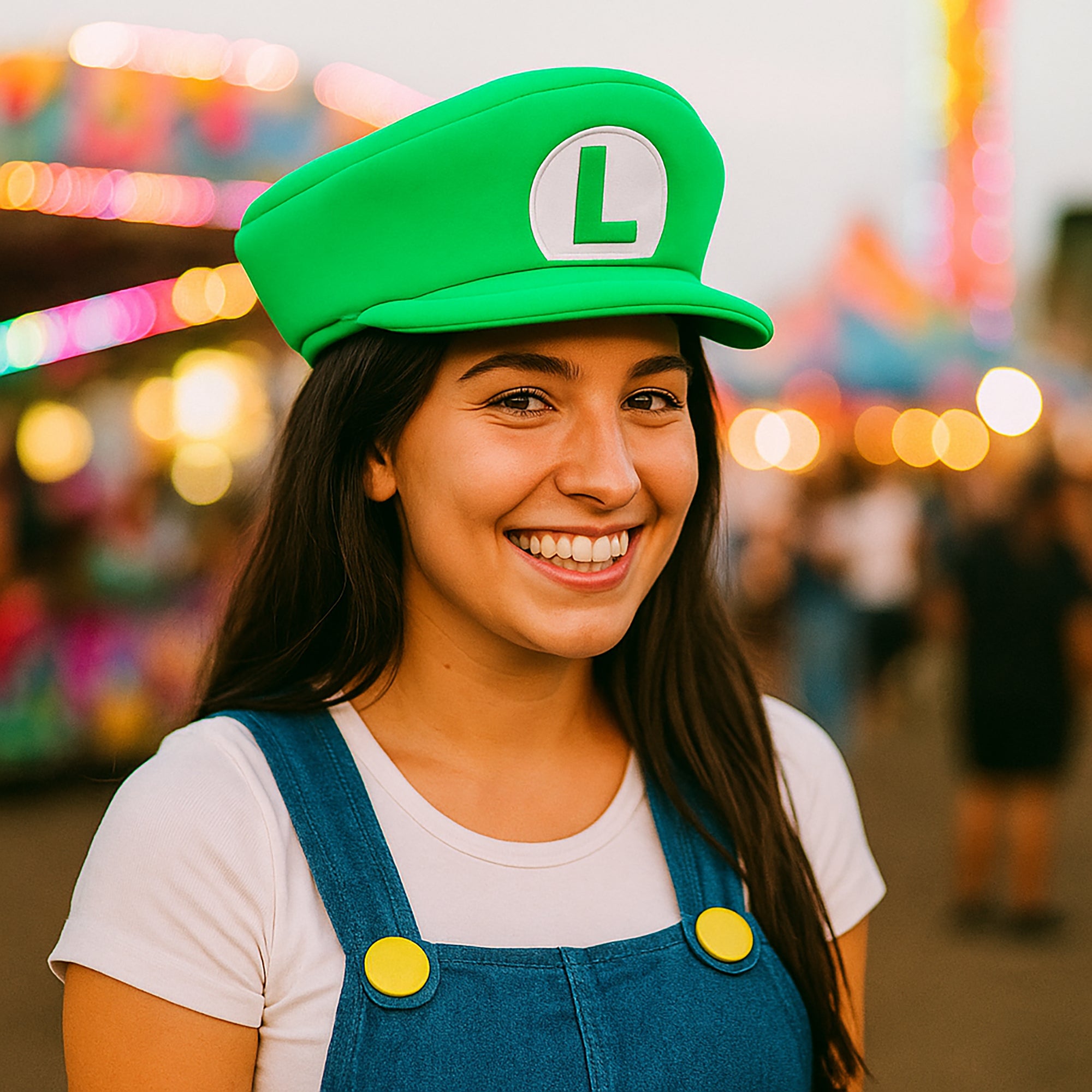 Super Mario Bros Embroidered Luigi L Patch Adult Green Beret Cap