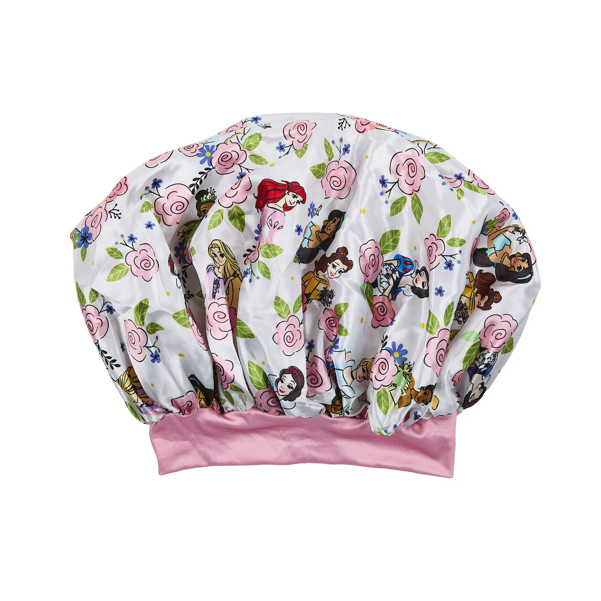 Disney Princess Pink Rose Character Art White Satin Bonnet