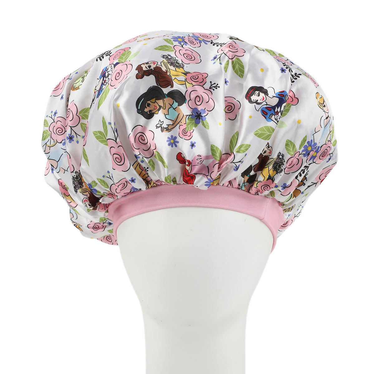 Disney Princess Pink Rose Character Art White Satin Bonnet