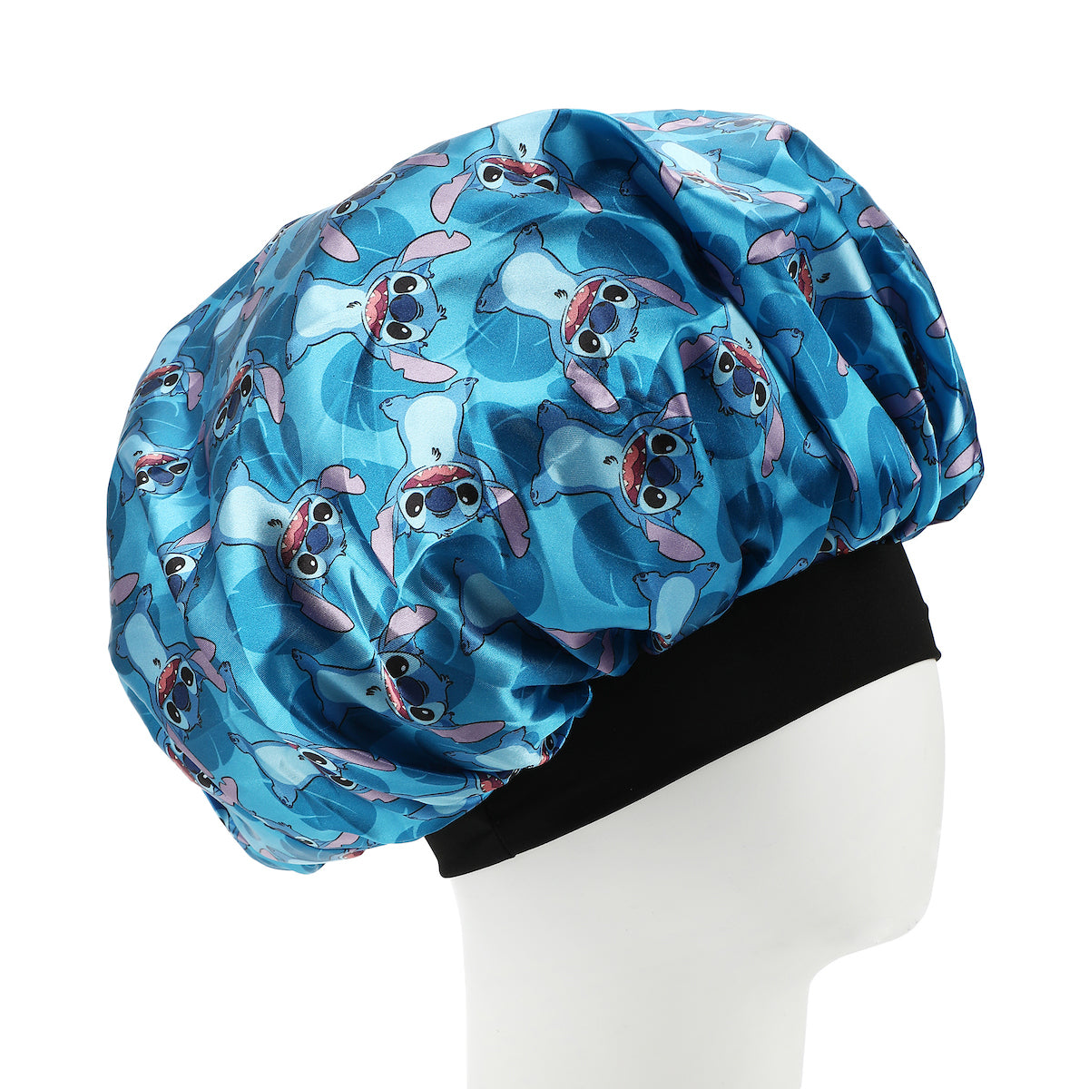 Disney Stitch Repeat Character Print Blue Satin Bonnet