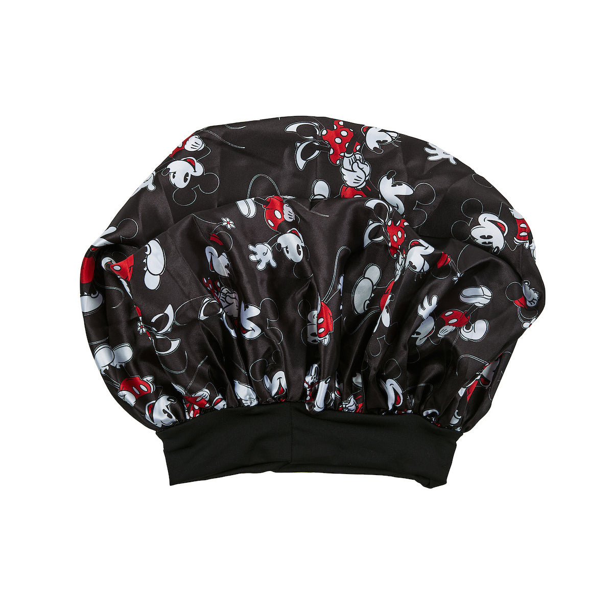 Disney Mickey & Minnie Mouse Women's All-Over Print Black Satin Bonnet