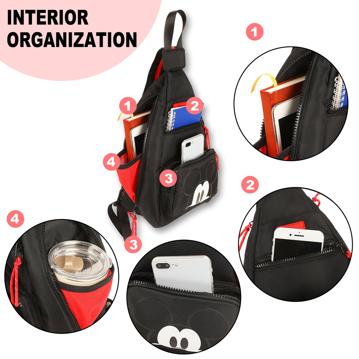 Mickey Mouse Classic Adult Sling Bag With Convertible Strap