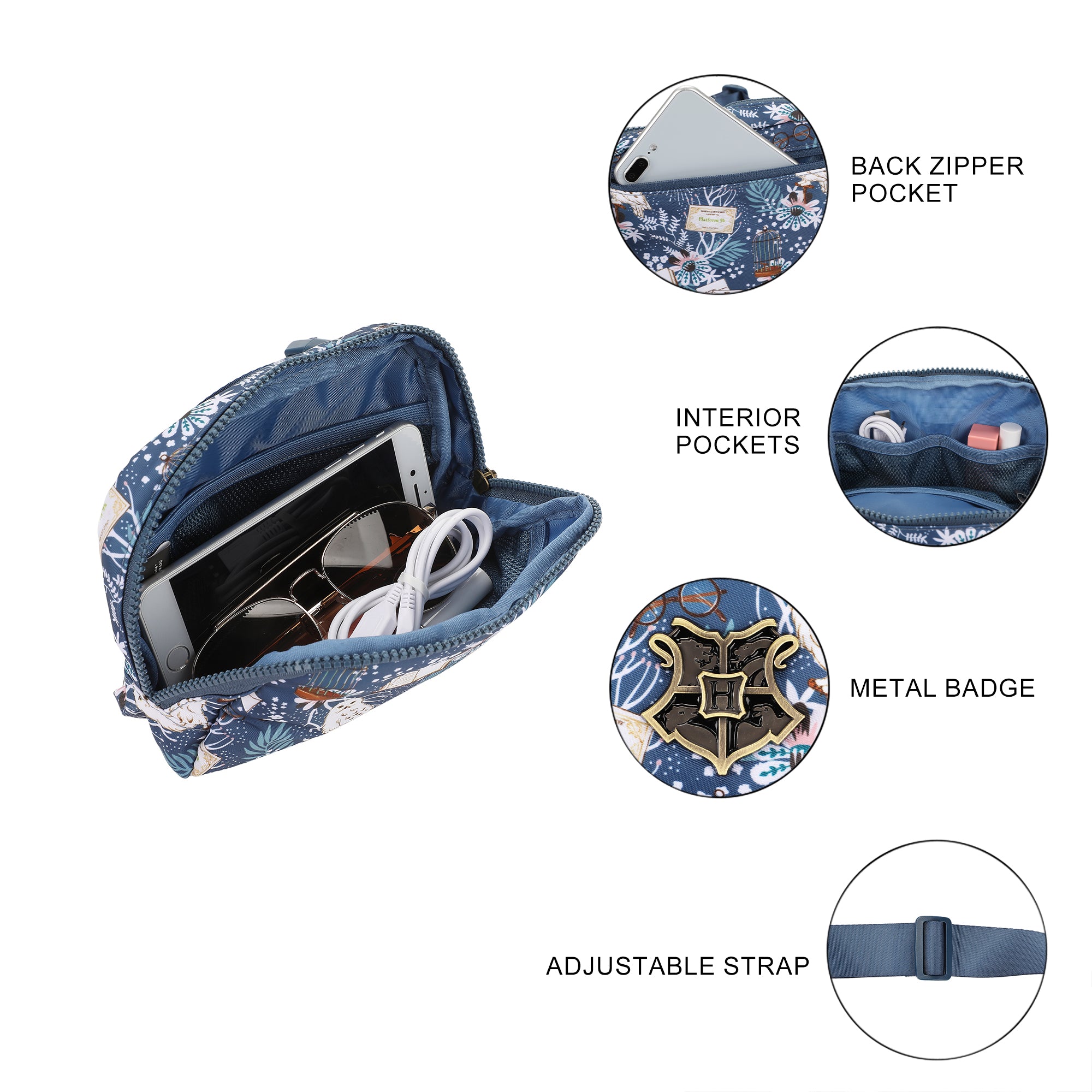 Harry Potter Hedwig & Hogwarts Letter AOP Adult Fanny Pack Sling Bag
