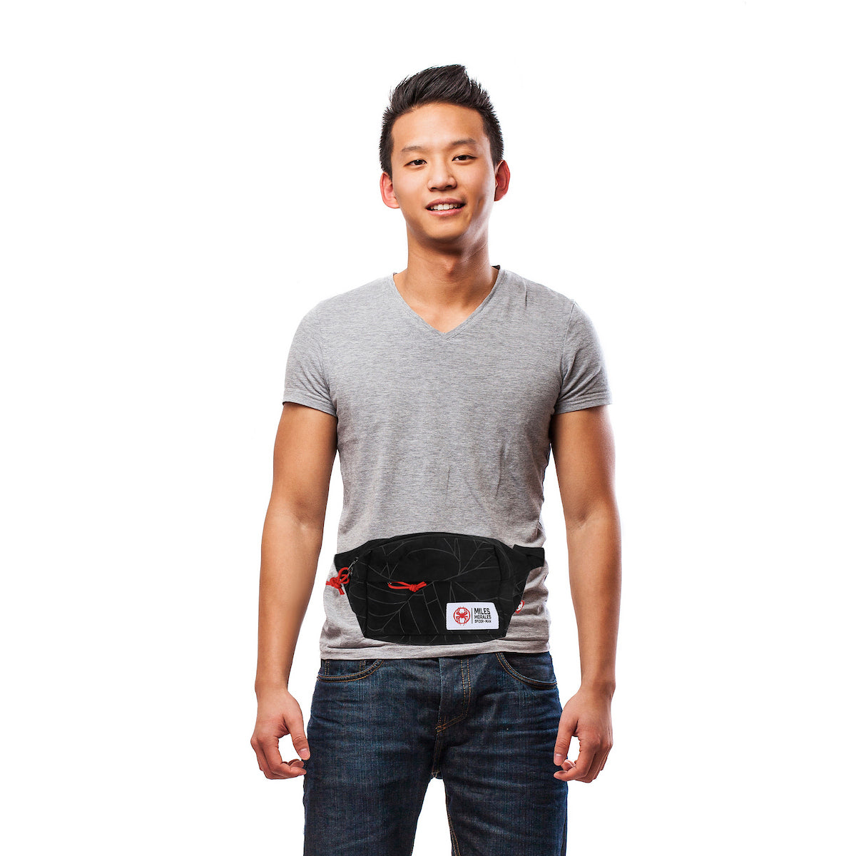 Spider-Man Across The Spider-Verse Miles Morales Logo 11.5” Black Fanny Pack