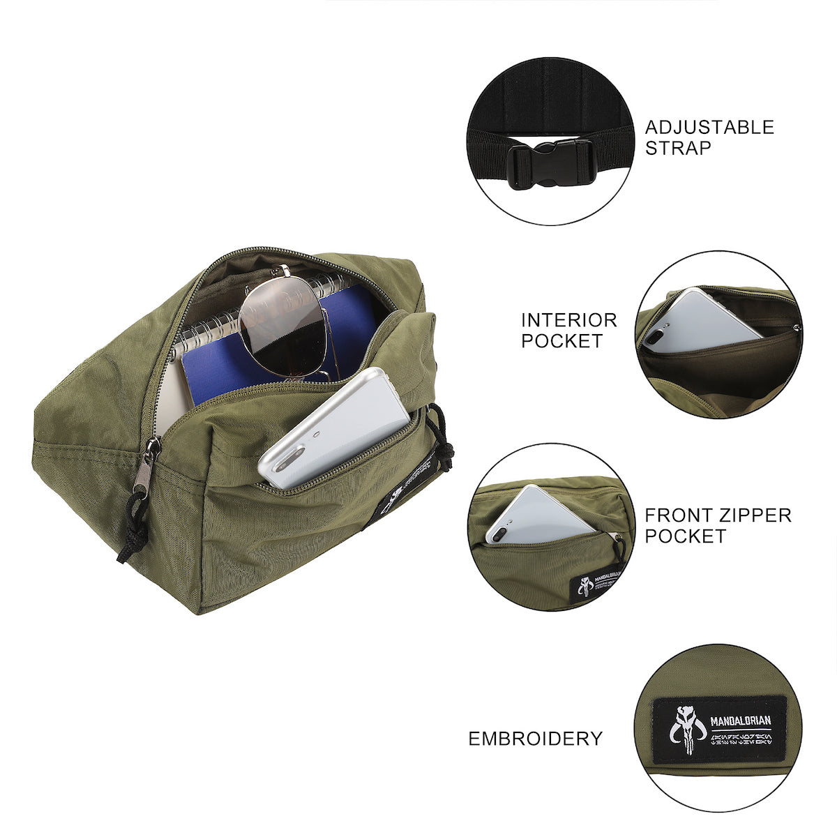 Star Wars The Mandalorian Crest 11.5" Olive Fanny Pack