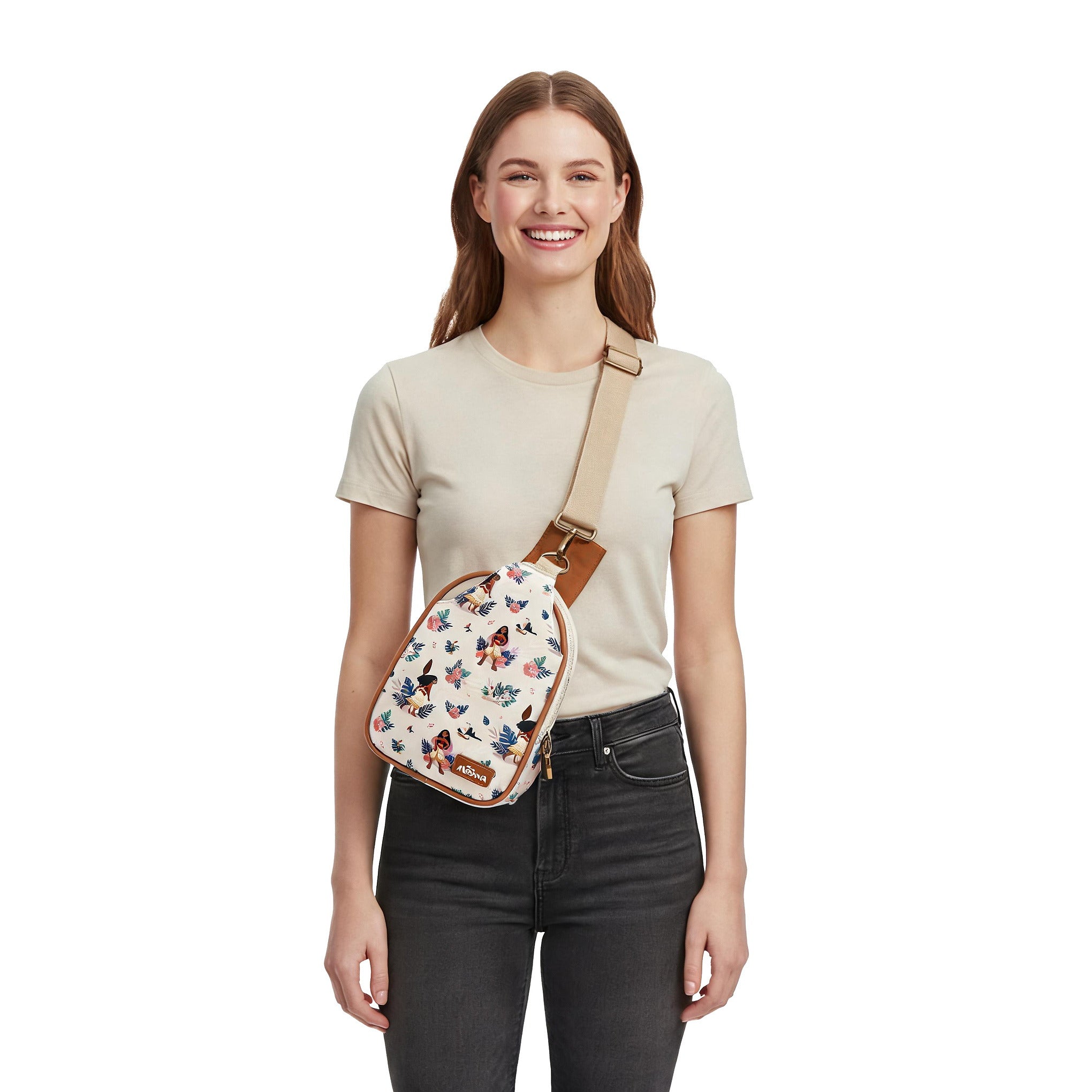 Moana Tropical AOP Sling Bag, 9.25-Inch Fanny Pack for Adults