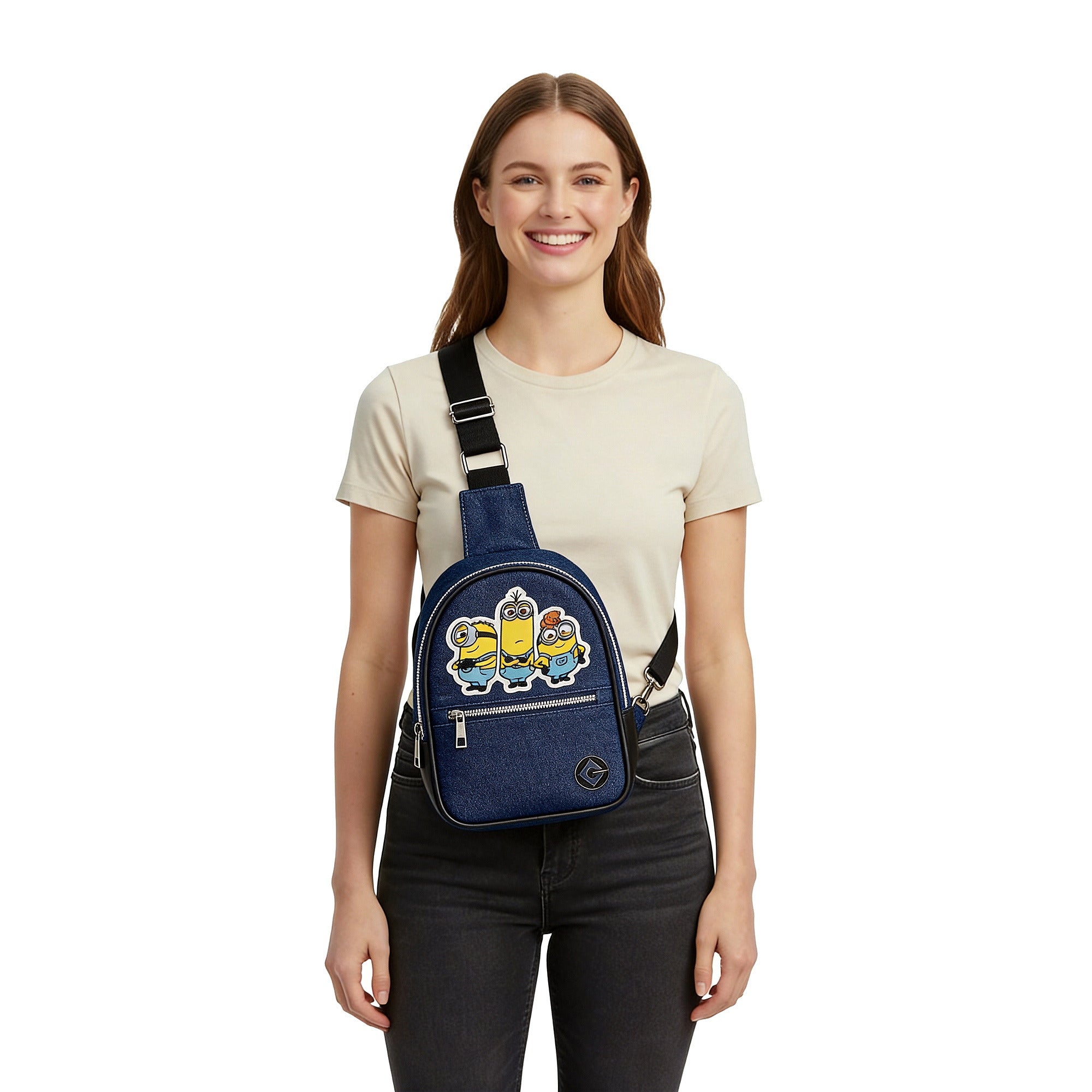 Minions Carl Kevin Jorge Bob Fanny Pack, 9.25-Inch Sling Bag for Adults