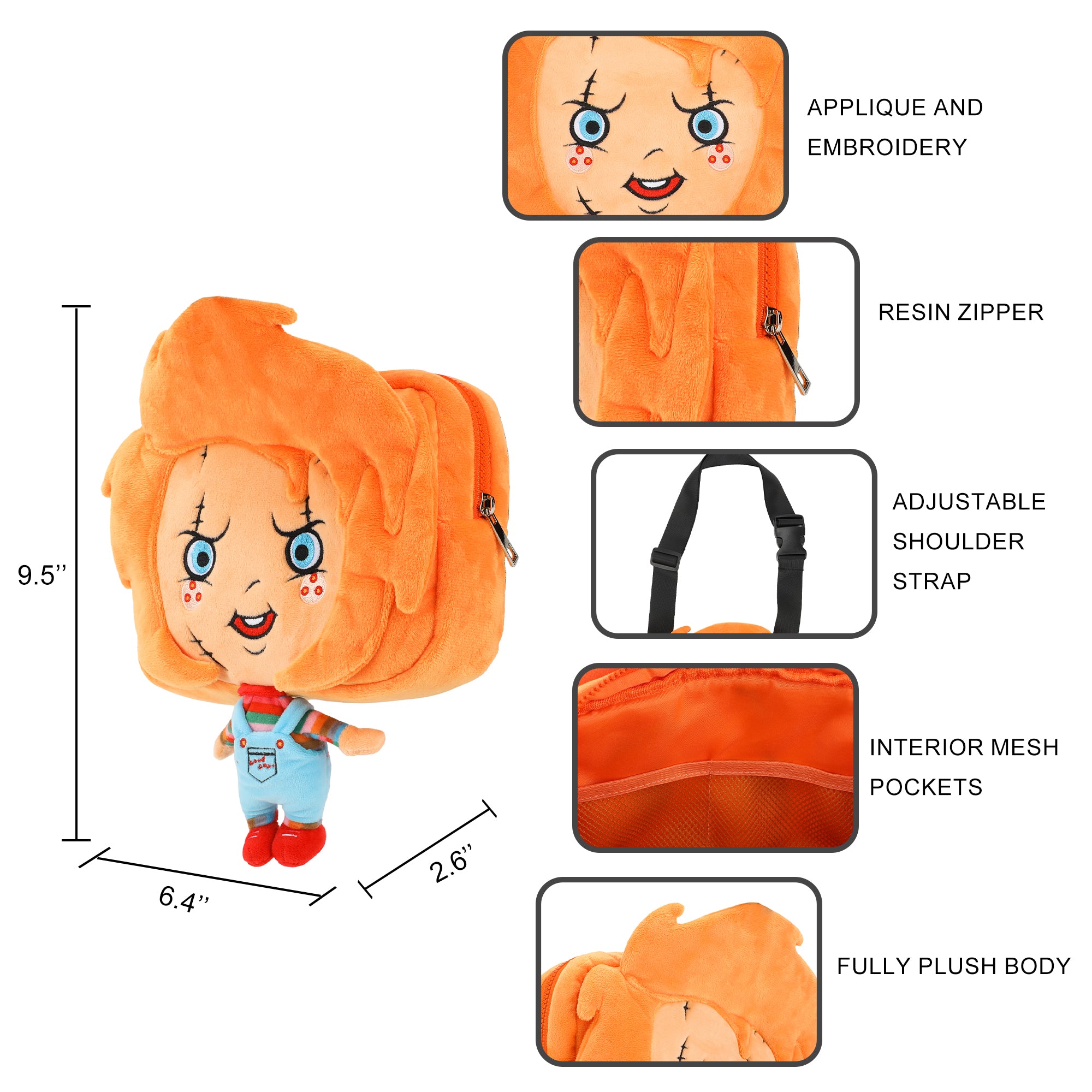 Child's Play Chucky 9.5" Festie Bestie Plush  Crossbody Hand Bag