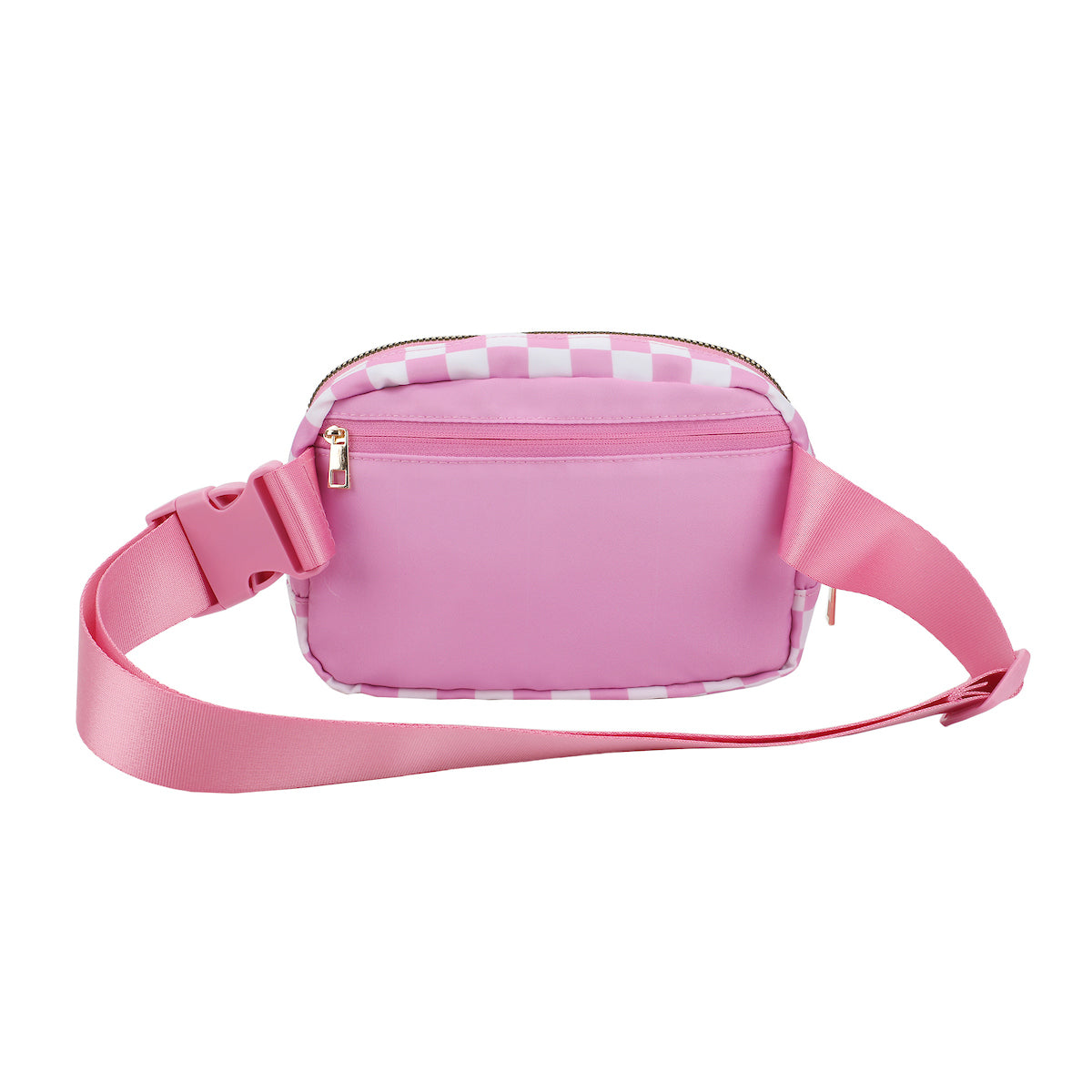 Super Mario Bros Princess Peach 7.5" Pink & White Checkered Quilted Fanny Pack
