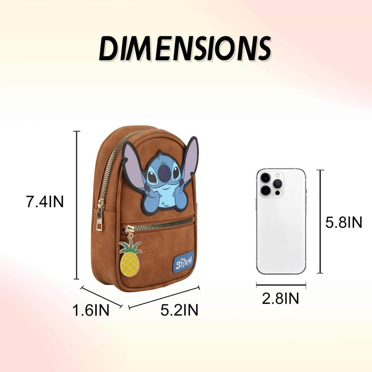 Stitch Applique Character Art Brown Sling Bag