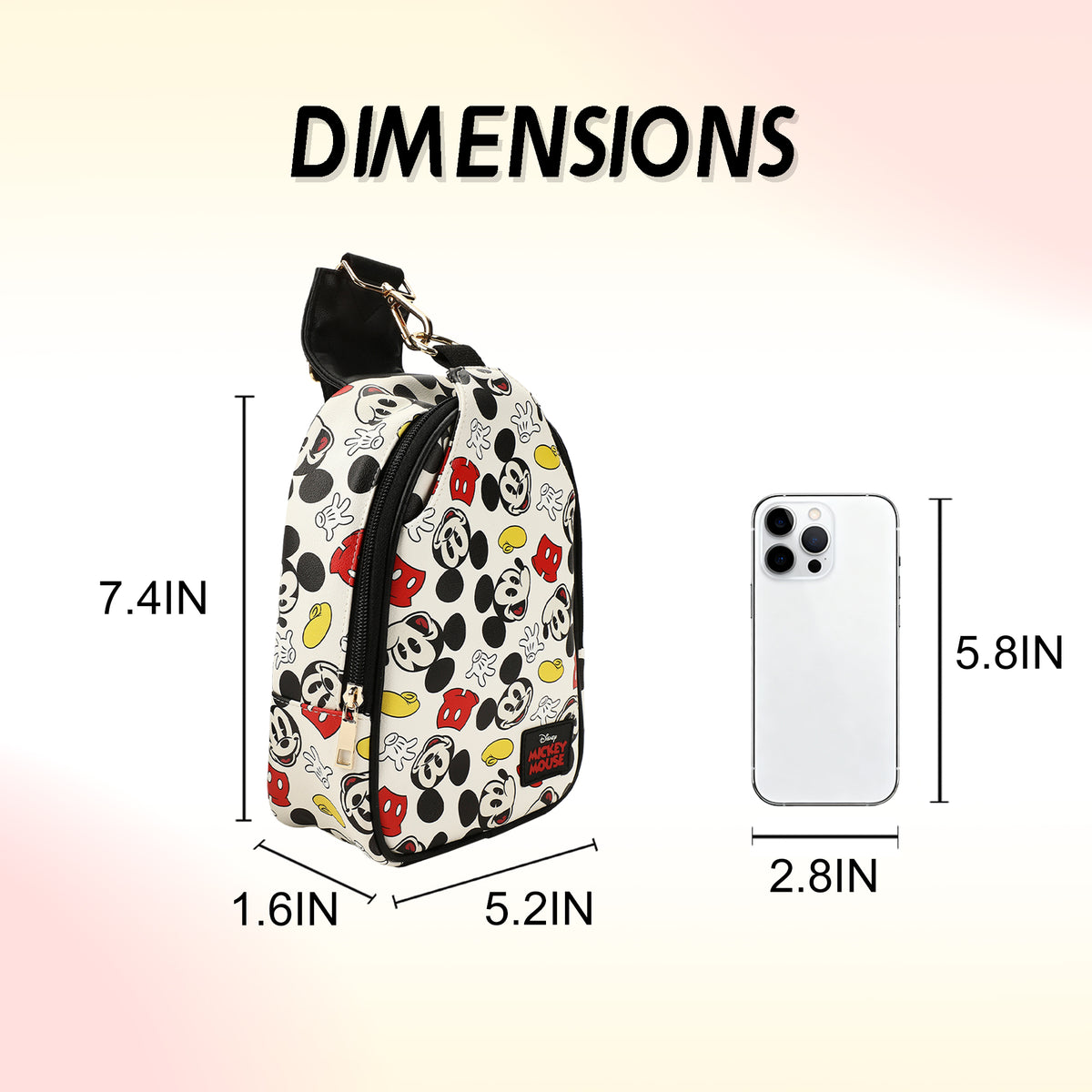 Disney Mickey Mouse All-Over Print White Sling Bag