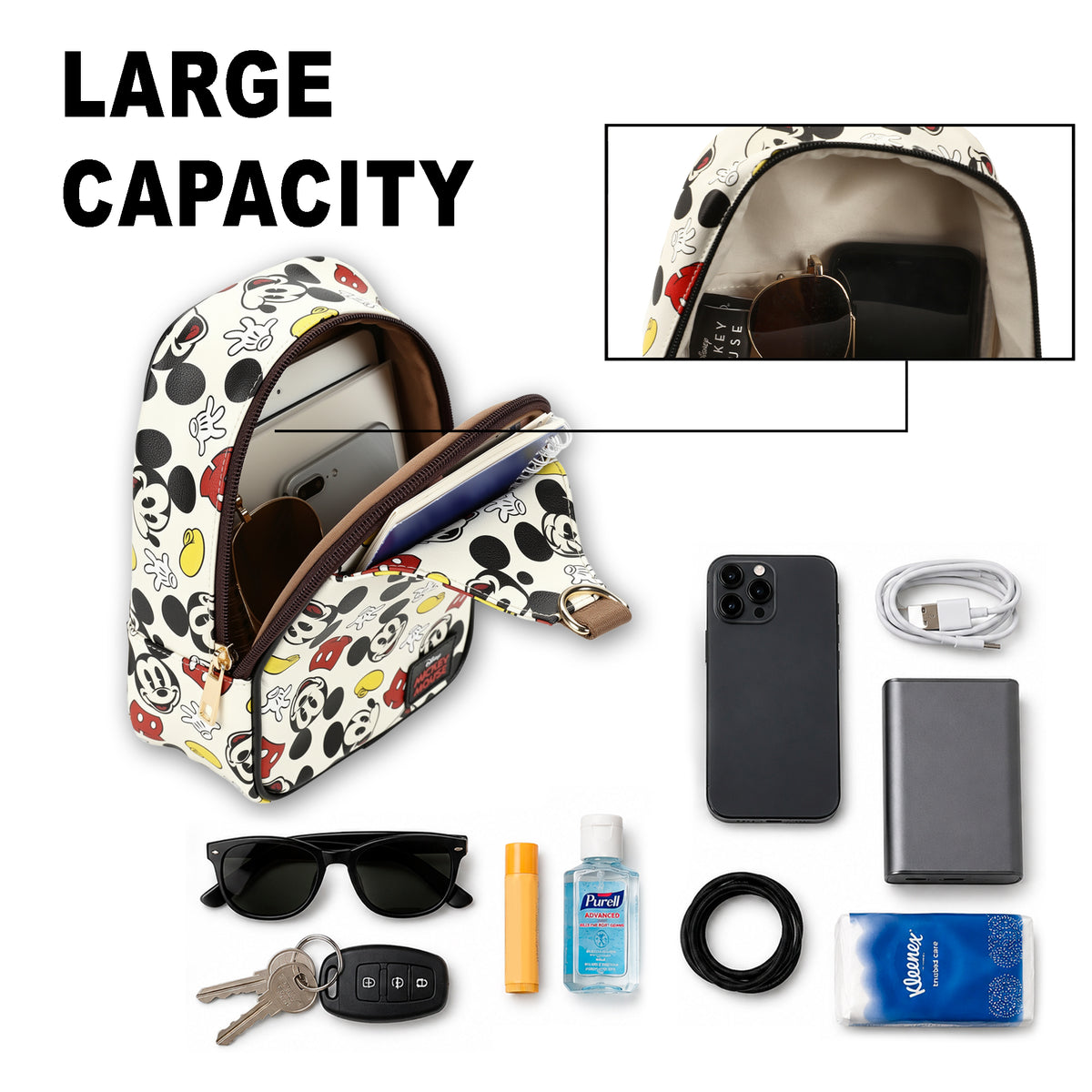 Disney Mickey Mouse All-Over Print White Sling Bag