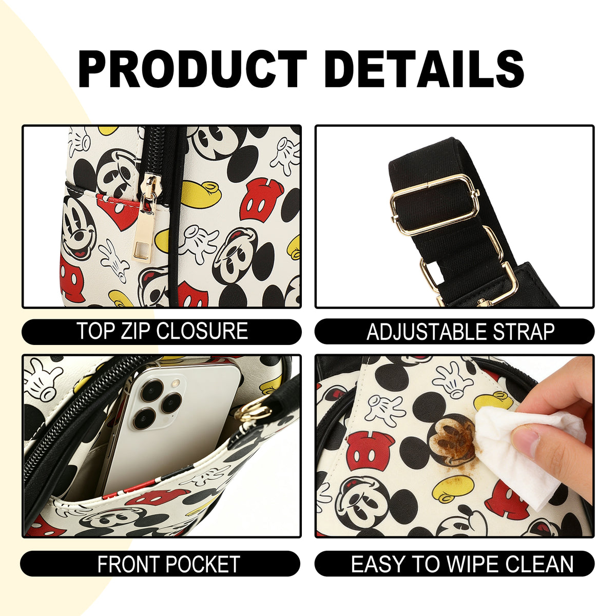Disney Mickey Mouse All-Over Print White Sling Bag