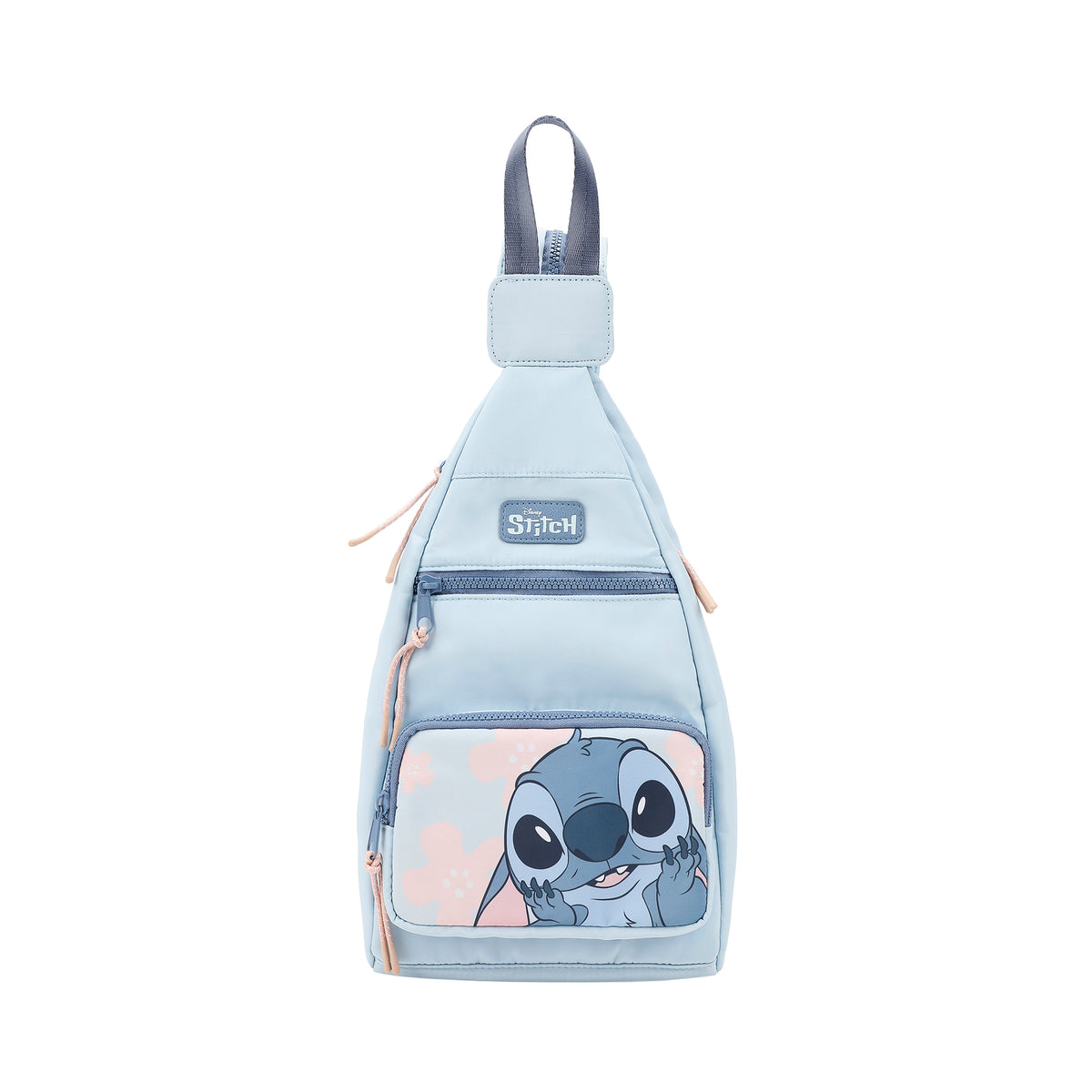 Disney Stitch Character Print Blue 6" Convertible crossbody Sling Backpack Bag