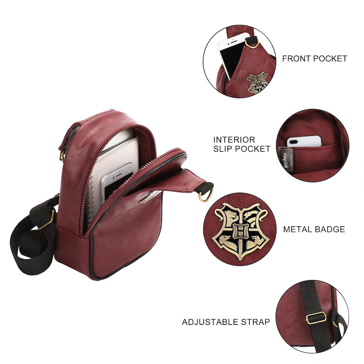 Harry Potter Crest Badge Women's 8" Fanny Pack/Sling Bag