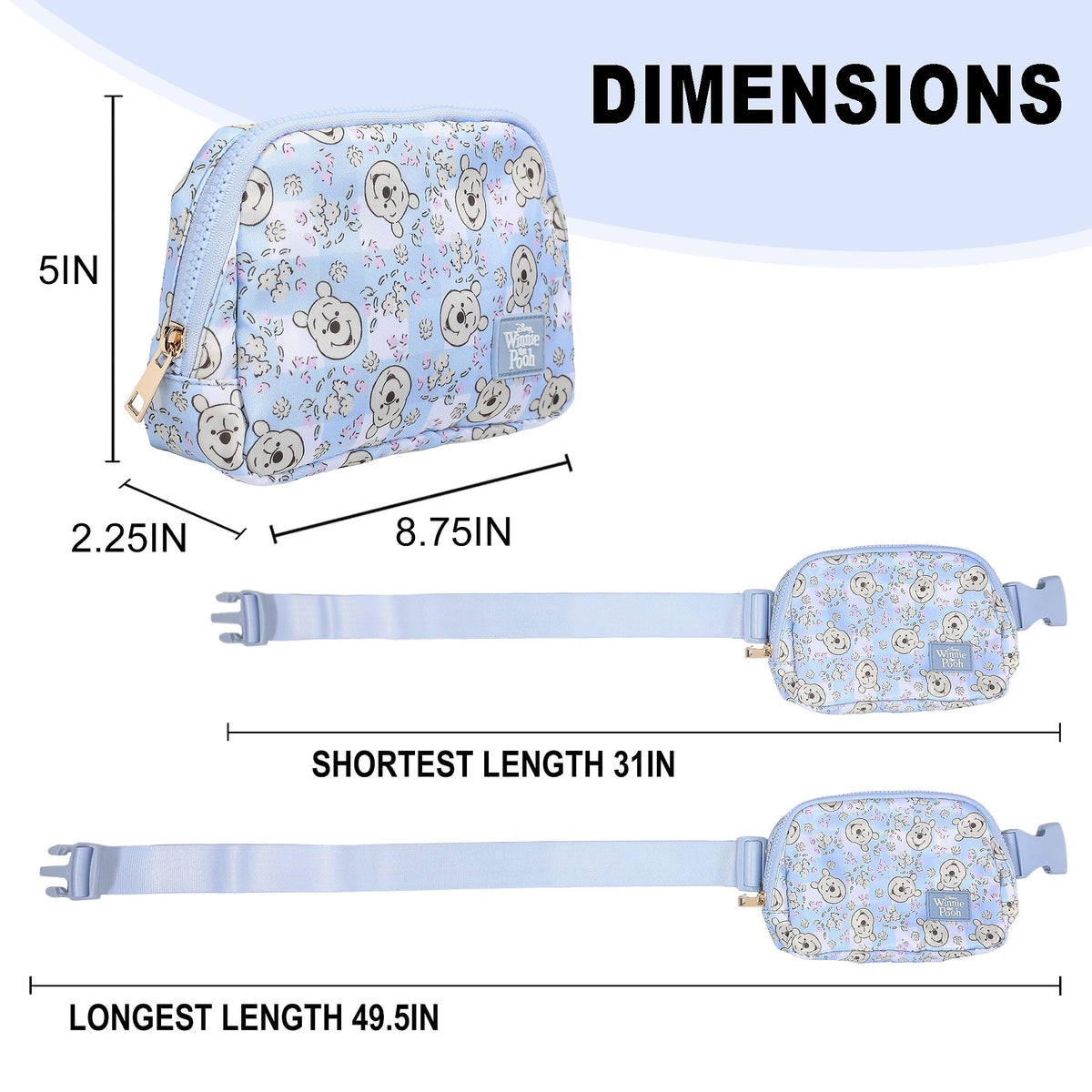 Winnie The Pooh Fanny Pack, 5-Inch Sling Bag for Women