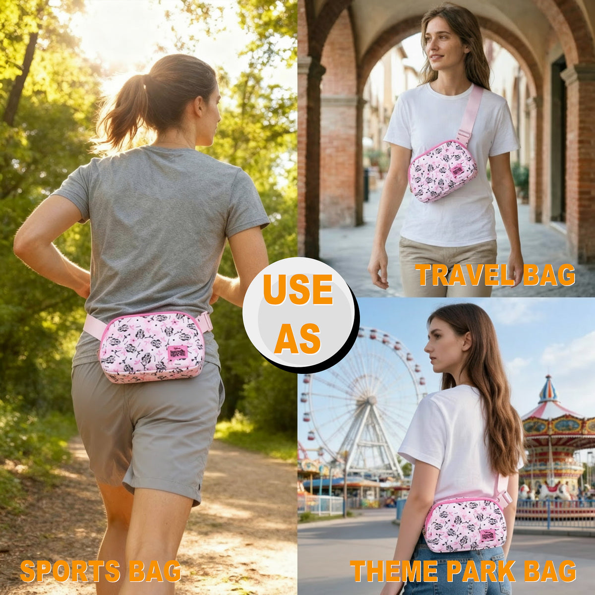 Minnie Mouse Classic Fanny Pack, 5-Inch Sling Bag for Women