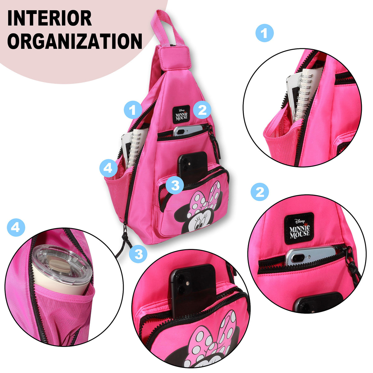 Minnie Mouse Classic Fanny Pack Sling Bag, 15.1-Inch for Adults