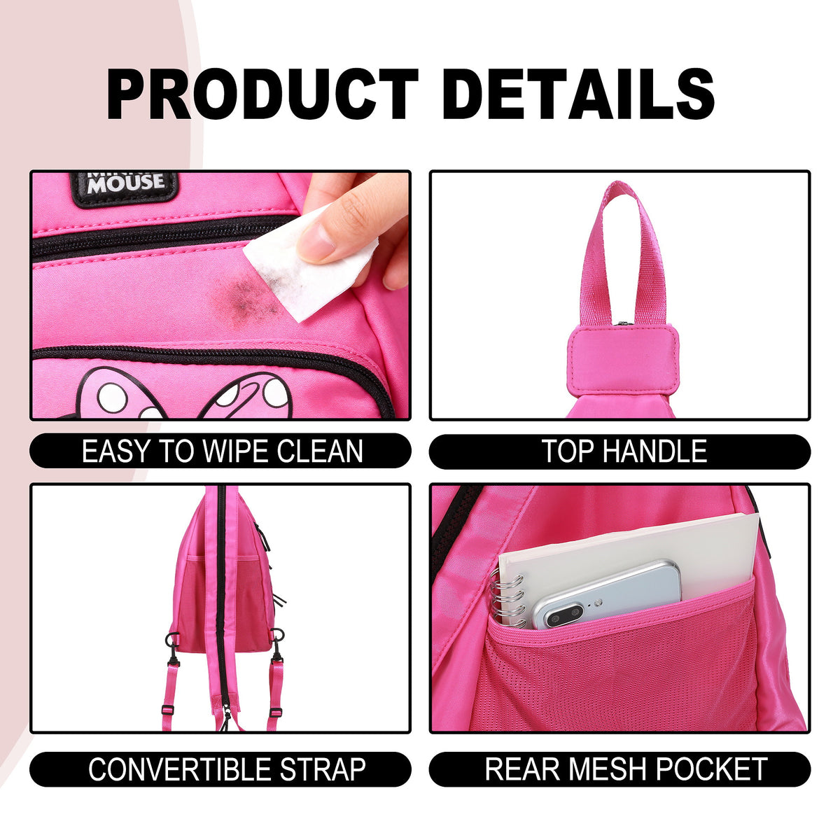 Minnie Mouse Classic Fanny Pack Sling Bag, 15.1-Inch for Adults