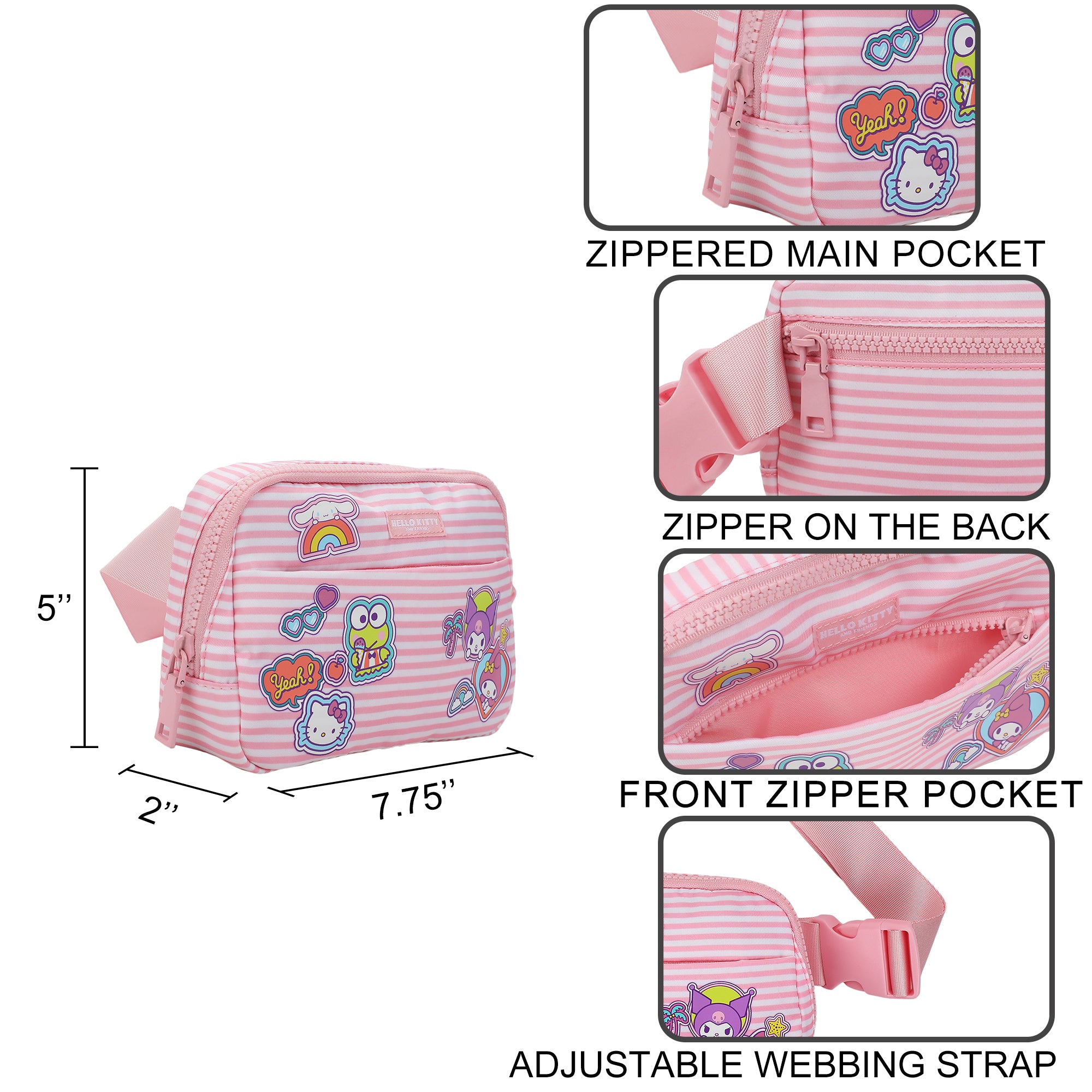 Hello Kitty and Friends Sticker Stripe Fanny Pack / Sling Bag