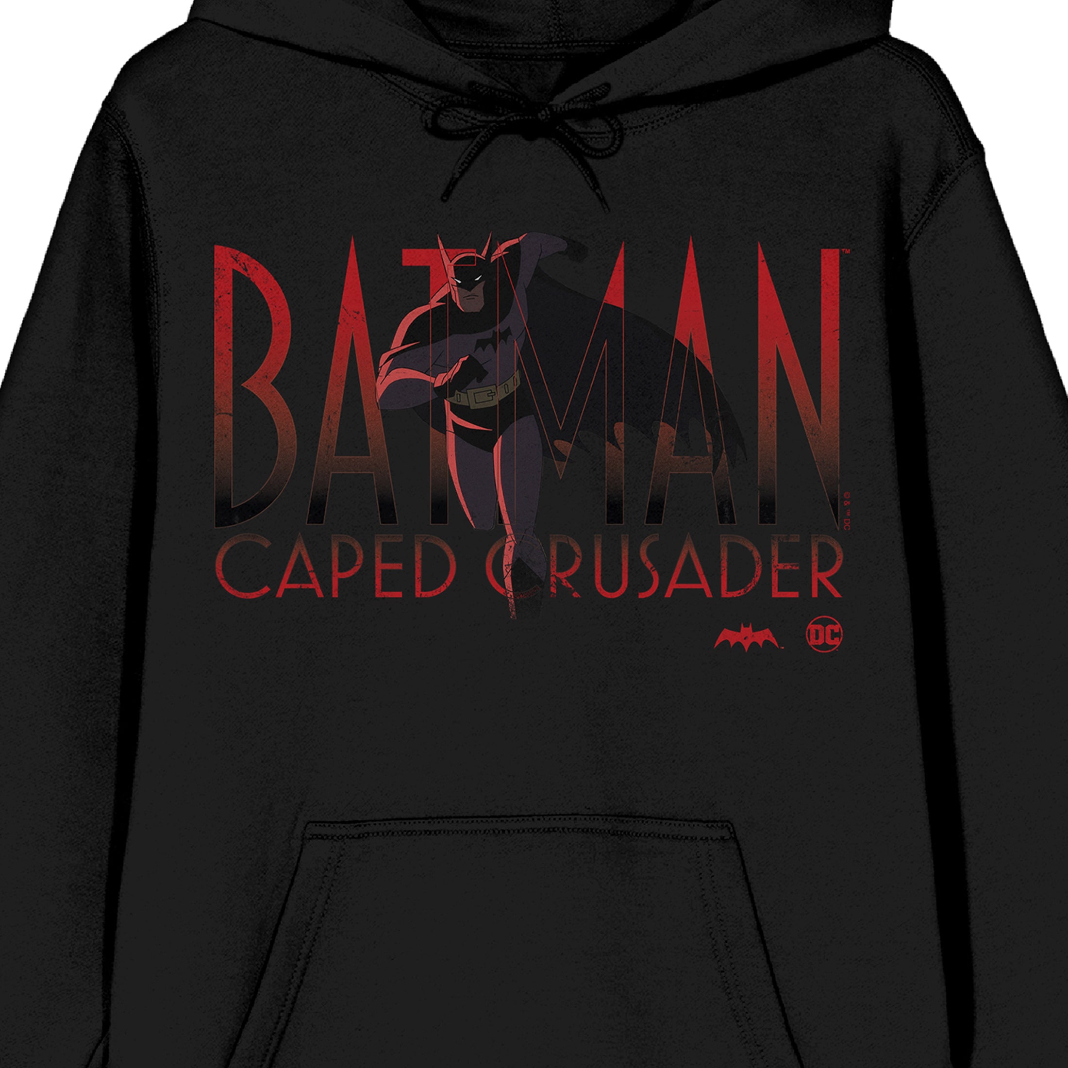 Batman Caped Crusader Batman Running Adult Black Long Sleeve Hooded Sweatshirt
