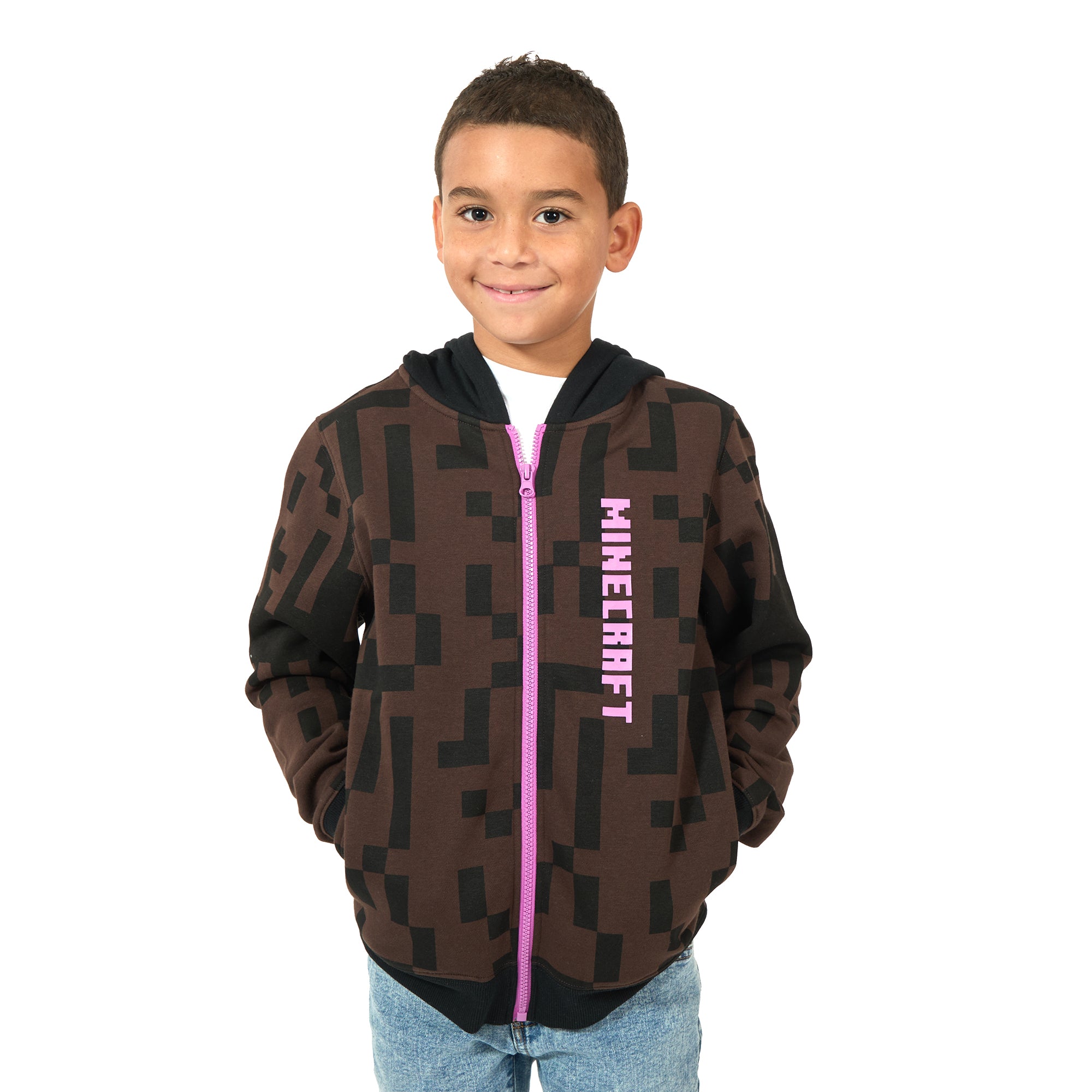 Minecraft Enderman Boy's Long Sleeve Cosplay Zip-Up Hoodie