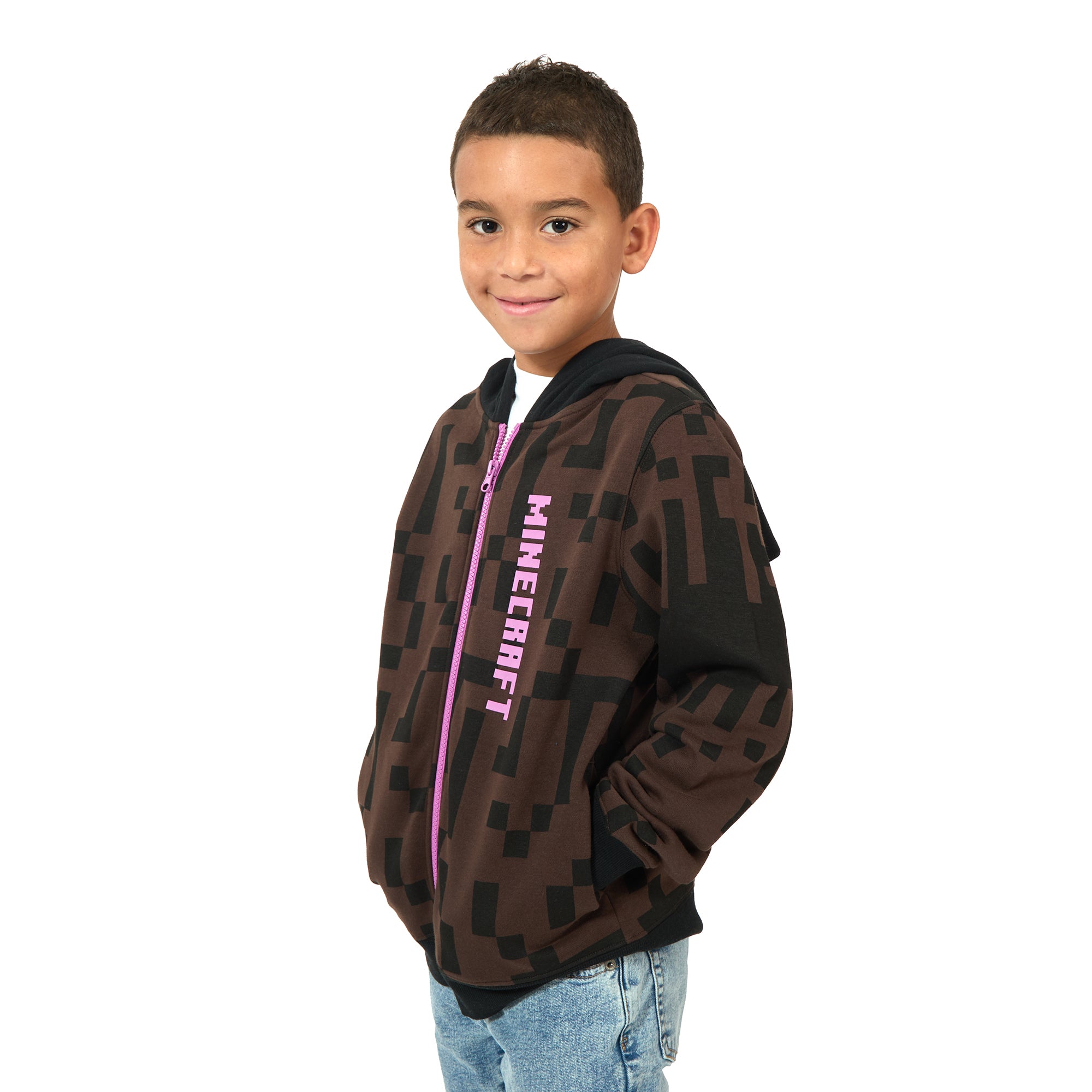 Minecraft Enderman Boy's Long Sleeve Cosplay Zip-Up Hoodie