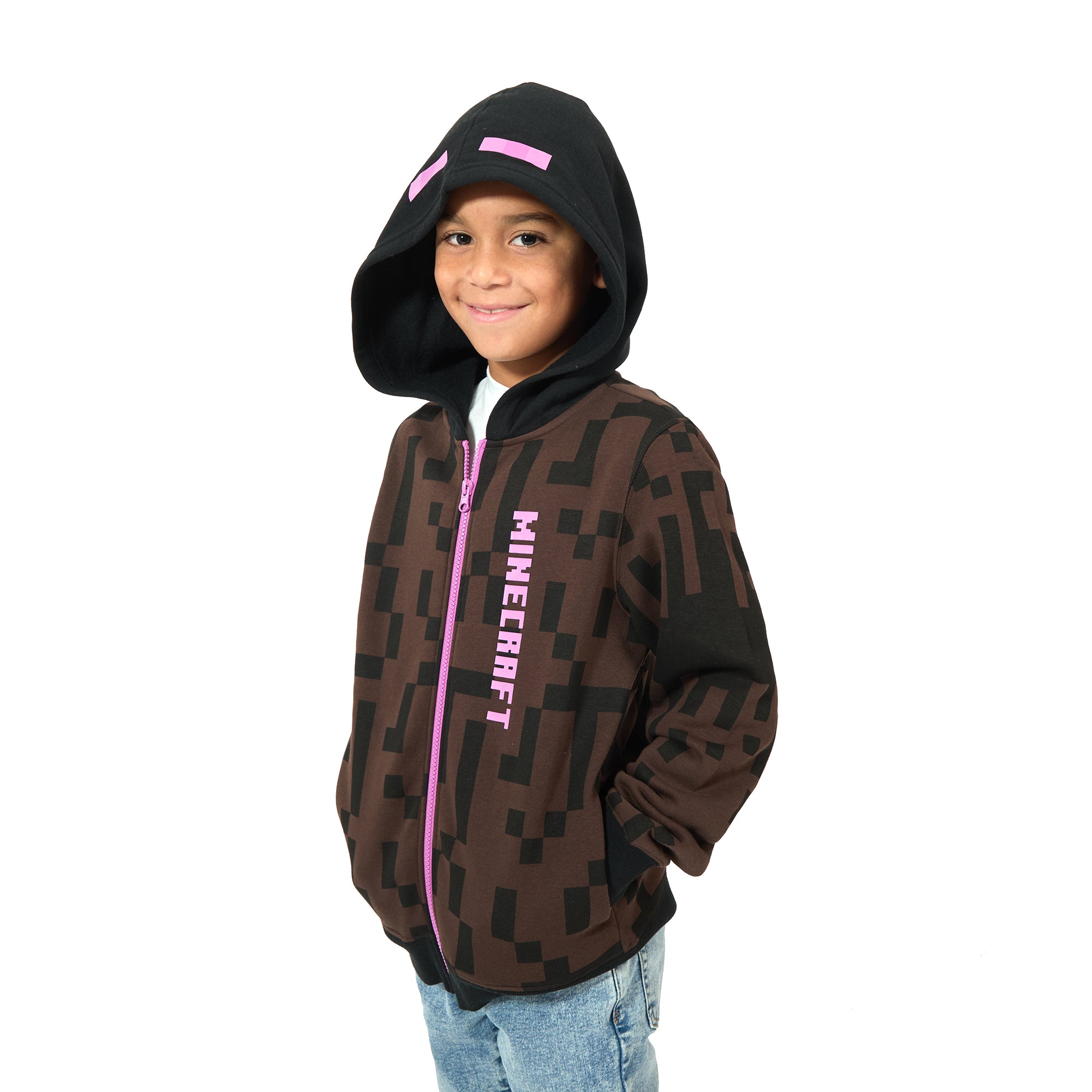 Minecraft Enderman Boy's Long Sleeve Cosplay Zip-Up Hoodie
