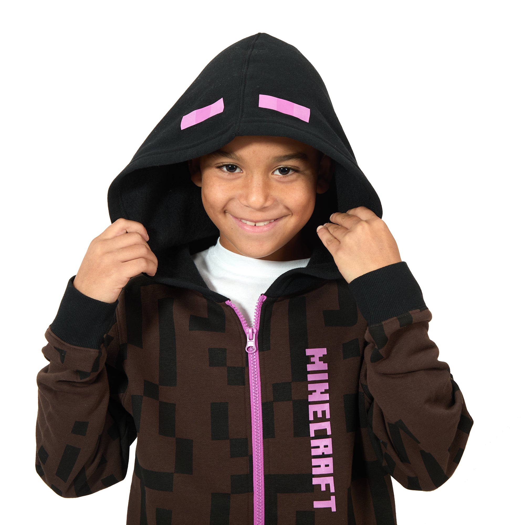 Minecraft Enderman Boy's Long Sleeve Cosplay Zip-Up Hoodie