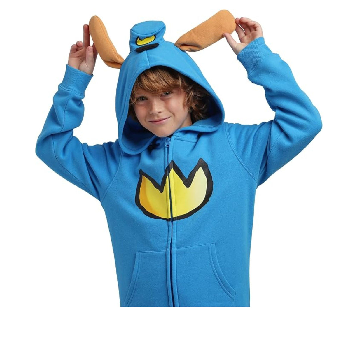 Dog Man Emblem Boys' Blue Long Sleeve Cosplay Zip-Up Hoodie