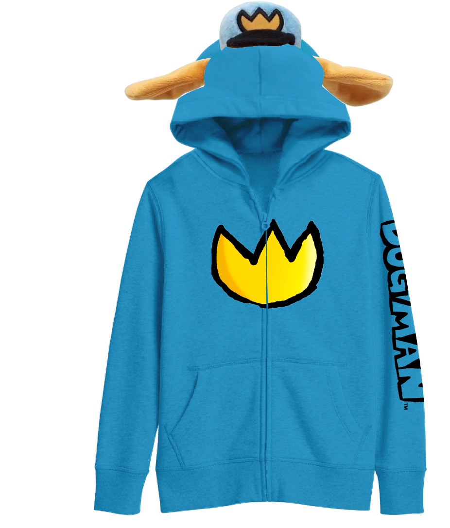 Dog Man Emblem Boy's Blue Long Sleeve Cosplay Zip-Up Hoodie