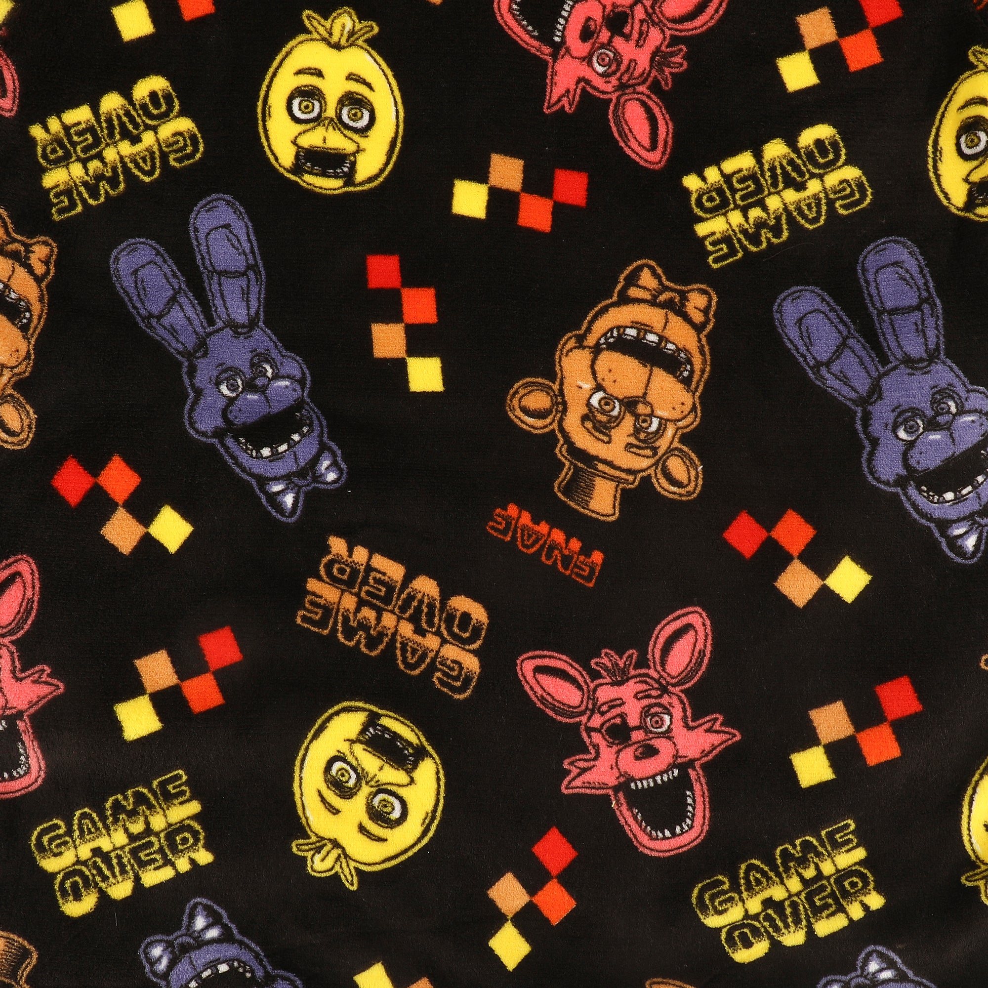 Five Nights At Freddy's Game Over All-Over Print Boy's Black Long Sleeve Sherpa Lined Kids Wearable Hoodie Blanket