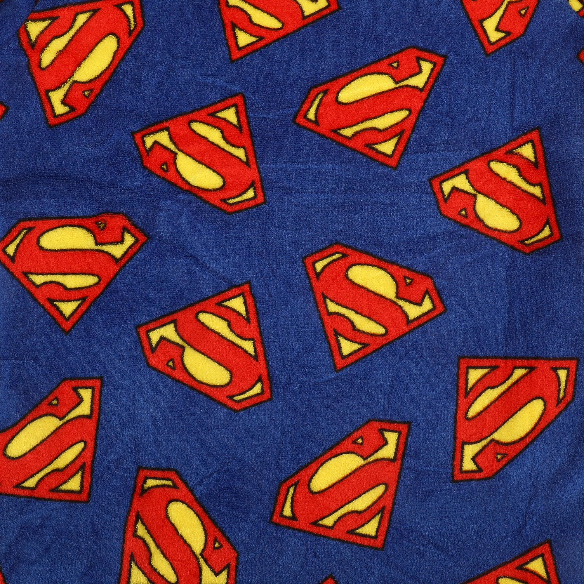 Superman Logo All-Over Print Boy's Blue Long Sleeve Sherpa Lined Kids Wearable Hoodie Blanket