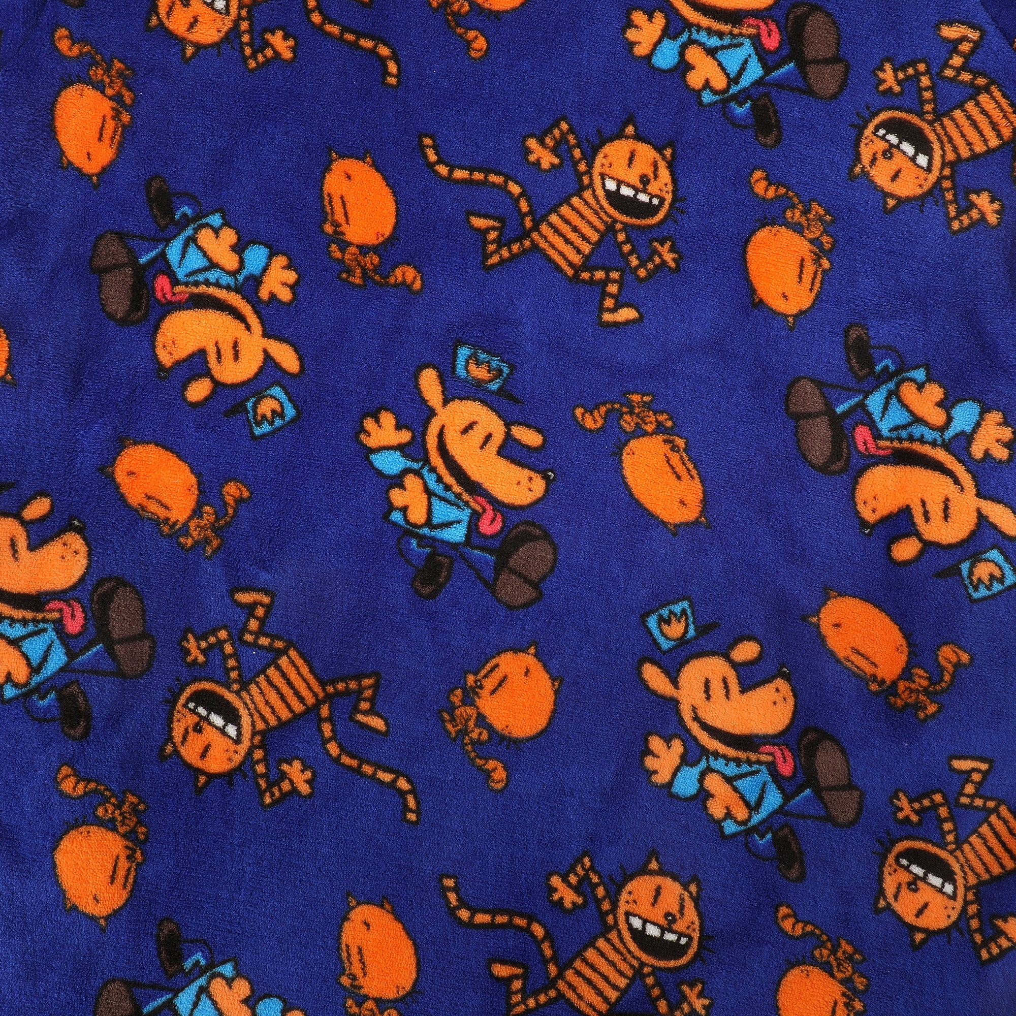 Dog Man Petey & Dog Man All-Over Print Boy's Blue Long Sleeve Sherpa Lined Kids Wearable Hoodie Blanket