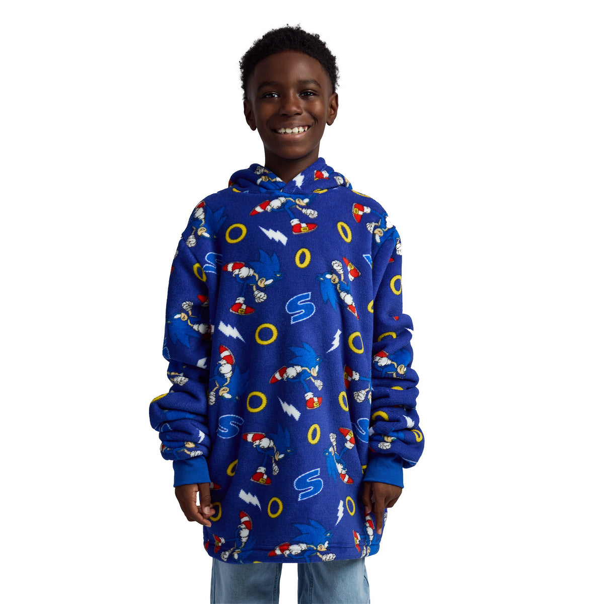Sonic The Hedgehog Kids Hooded Blanket Sweatshirt with AOP