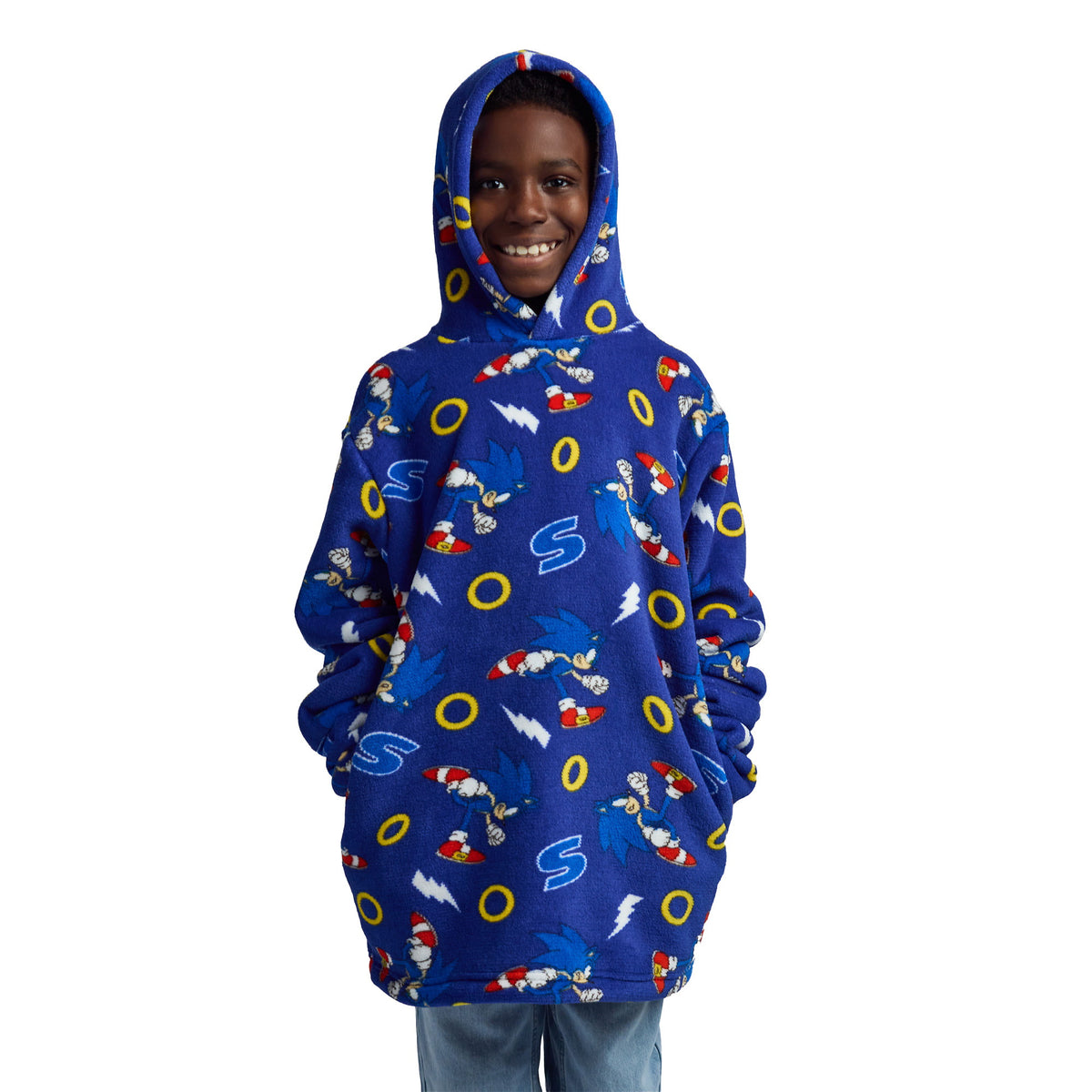 Sonic The Hedgehog Kids Hooded Blanket Sweatshirt with AOP