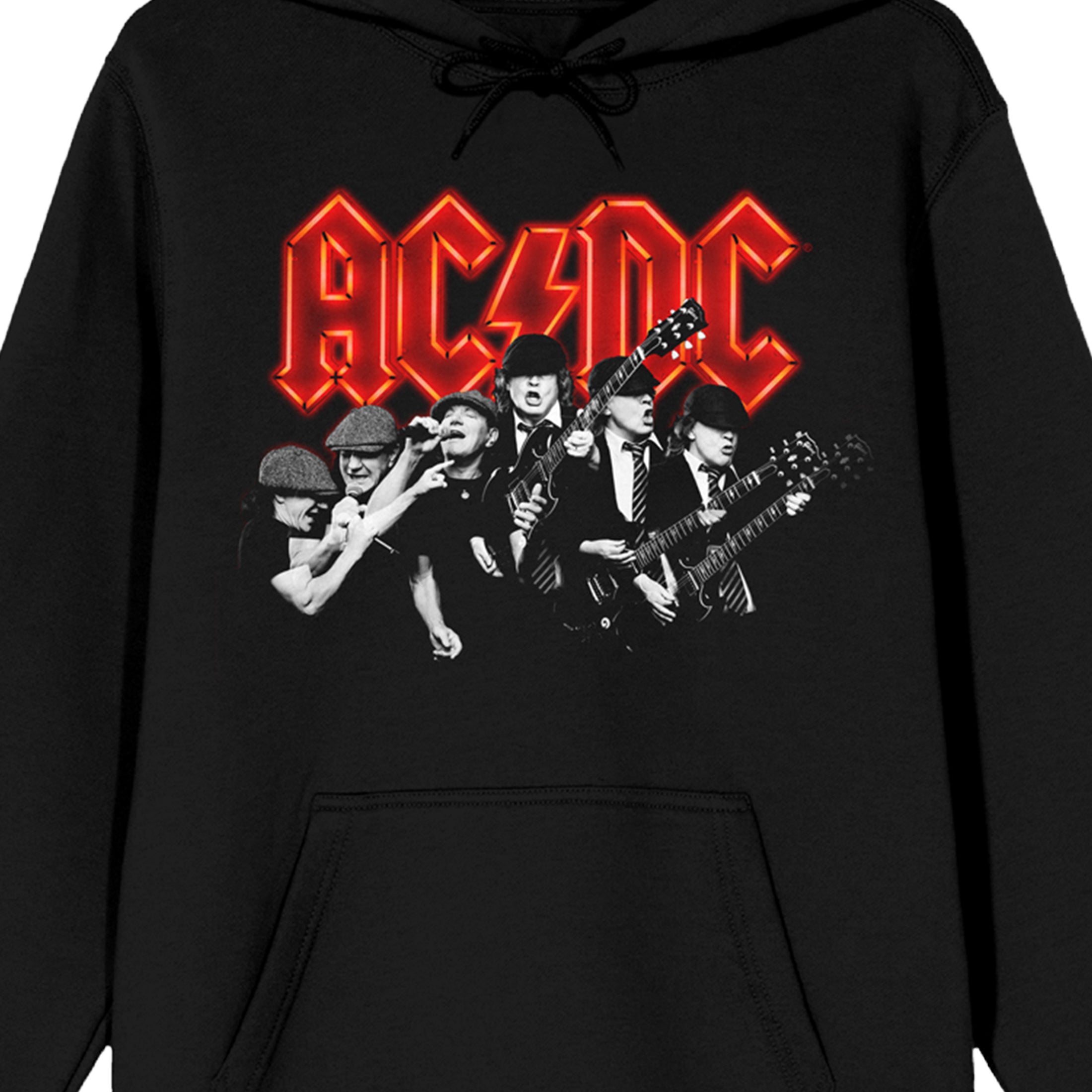 ACDC Rock Band & Logo Long Sleeve Women's Black Hooded Sweatshirt