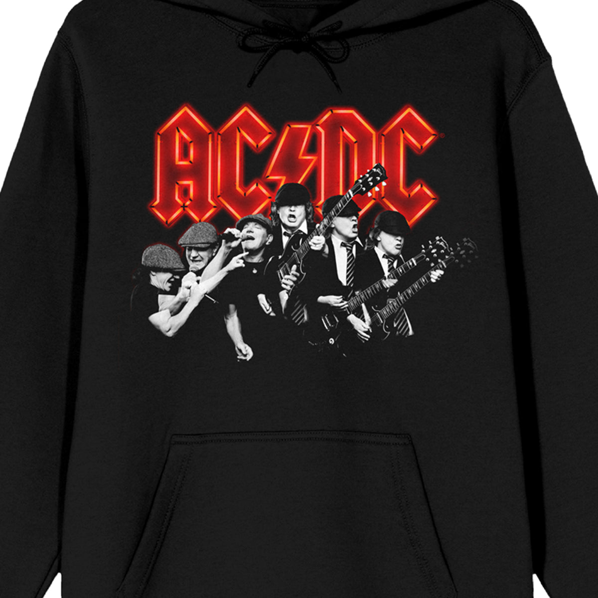 ACDC Rock Band & Logo Long Sleeve Women's Black Hooded Sweatshirt