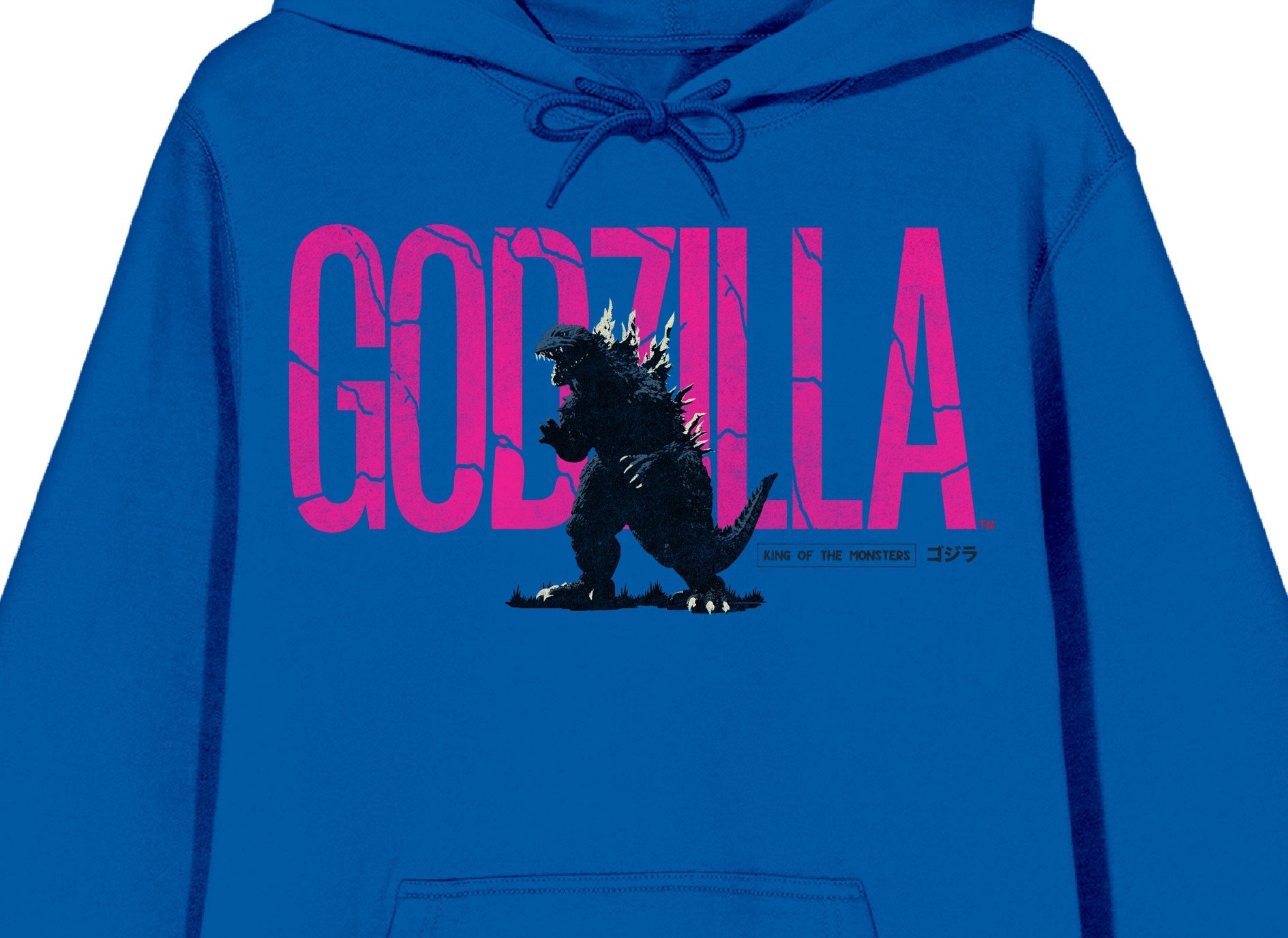 Godzilla Classic Oversized Logo Long Sleeve Blue Women's Hooded Sweatshirt
