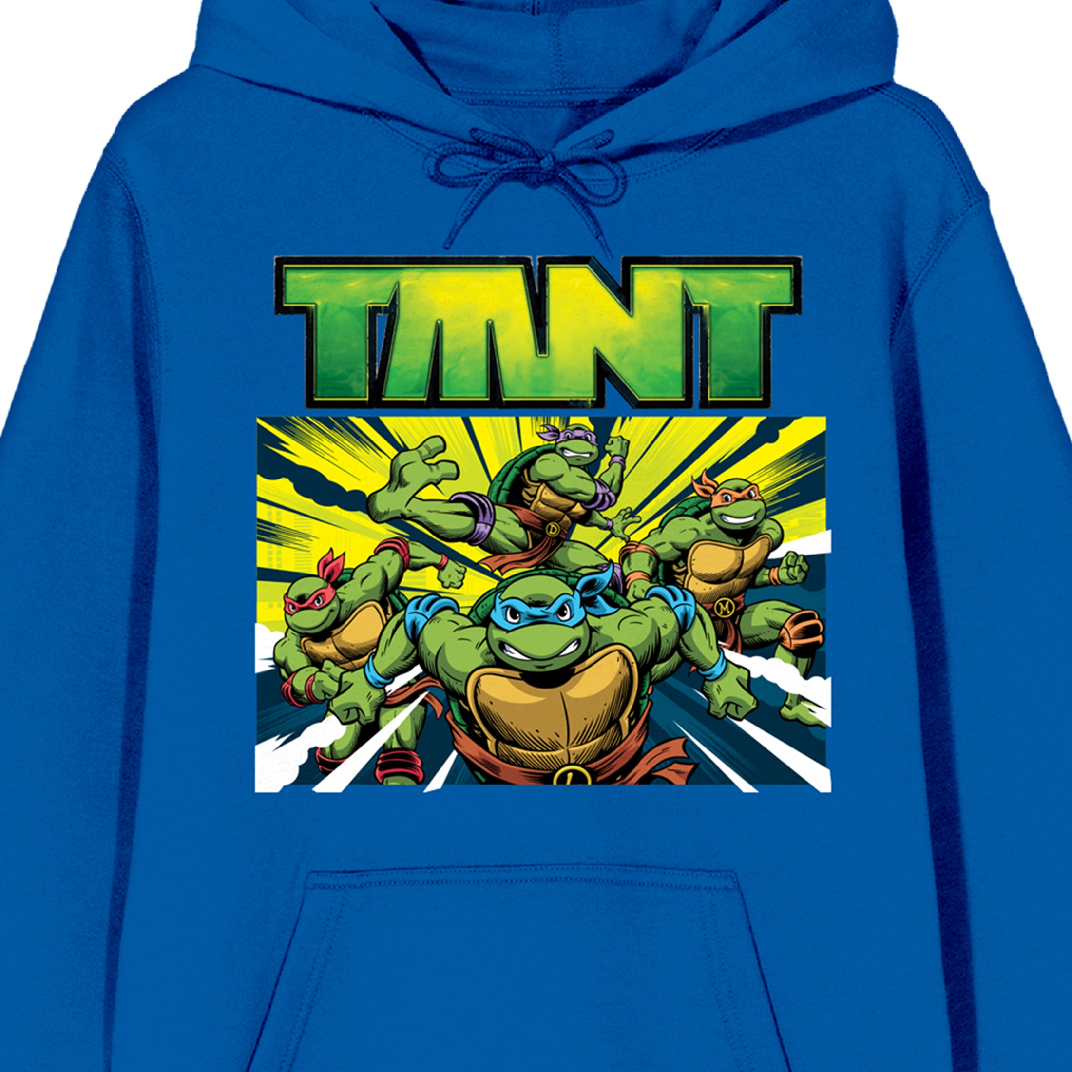 World Of TMNT Group Shot Long Sleeve Royal Blue Adult Hooded Sweatshirt