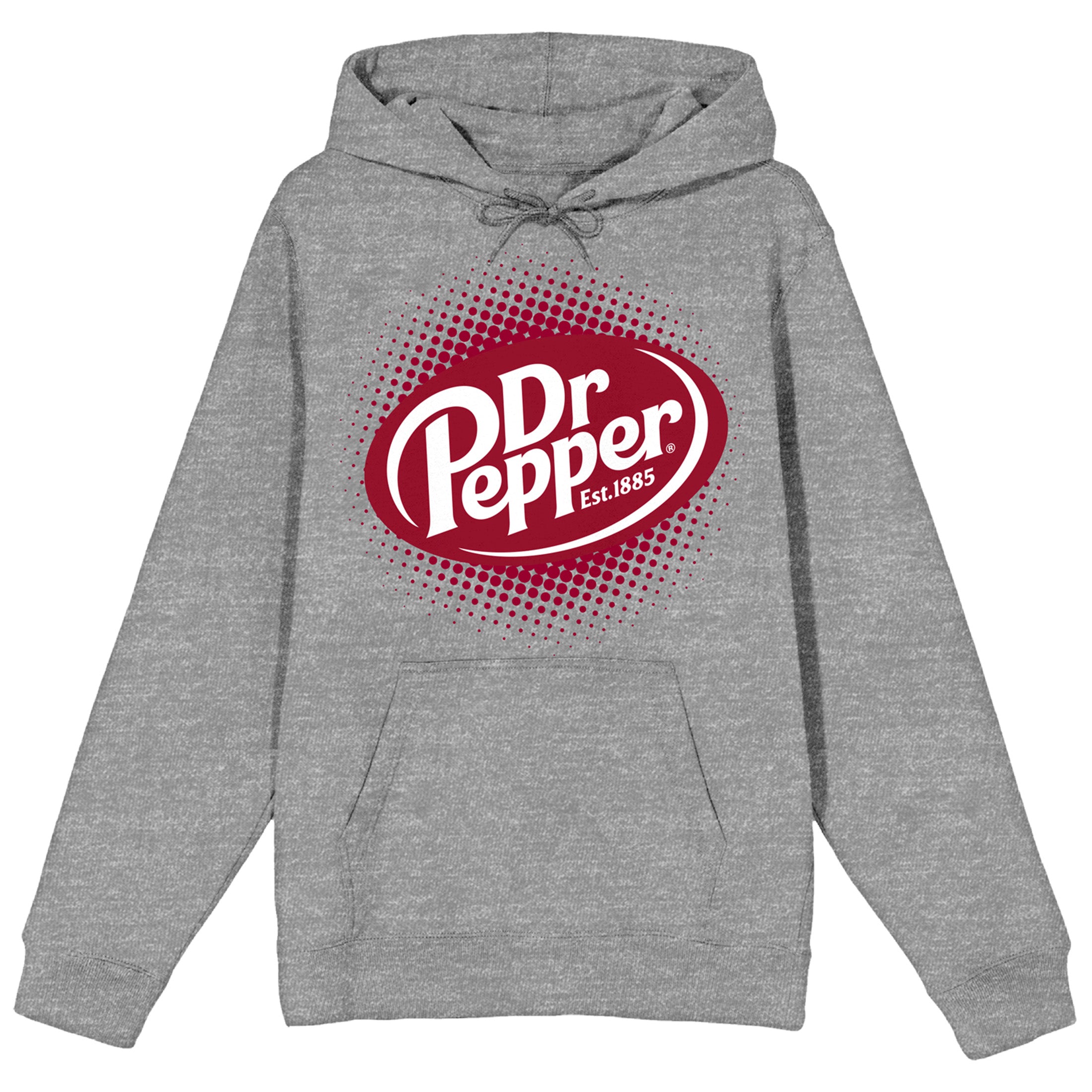 Dr Pepper Fizzy Logo Long Sleeve Gray Heather Adult Hooded Sweatshirt