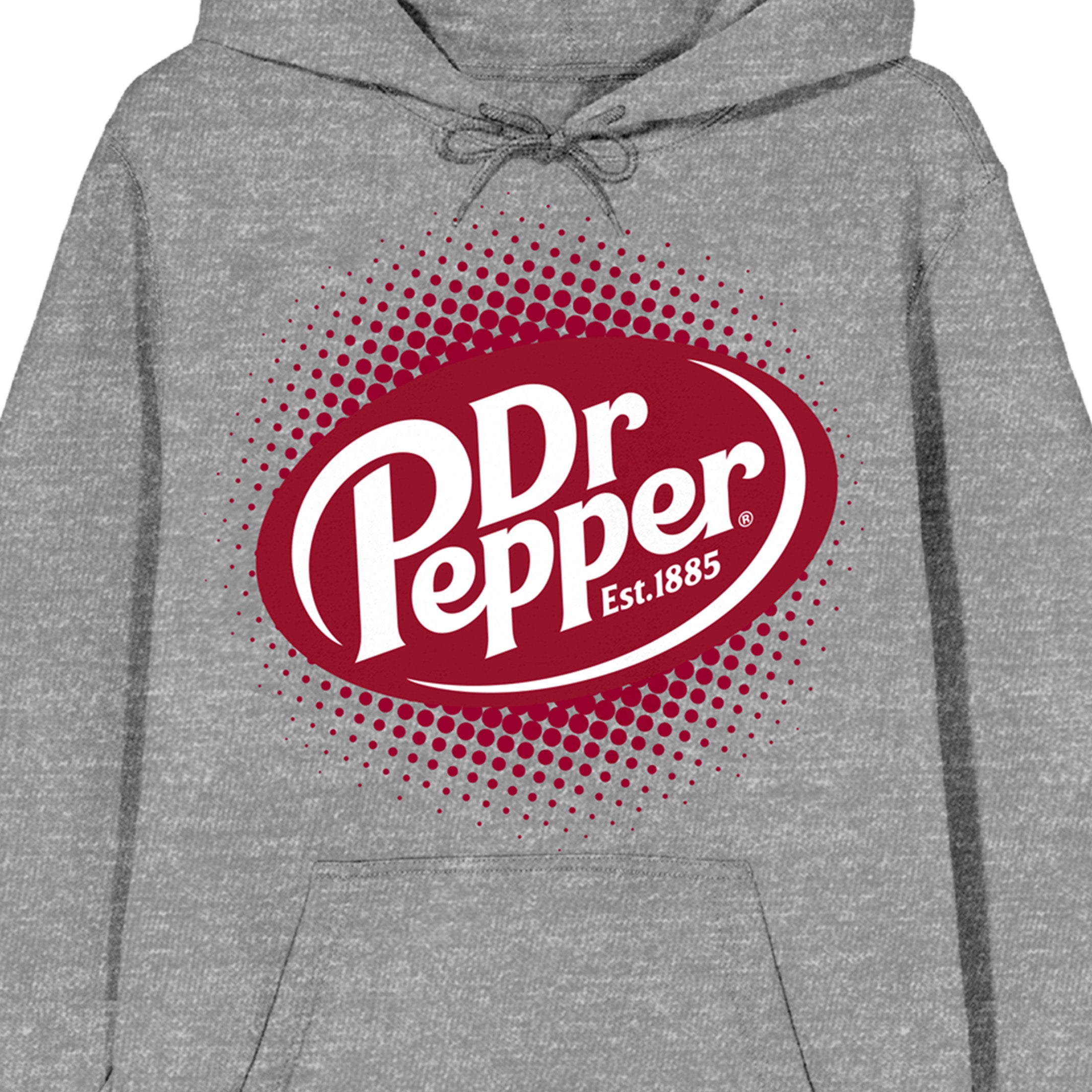 Dr Pepper Fizzy Logo Long Sleeve Gray Heather Adult Hooded Sweatshirt