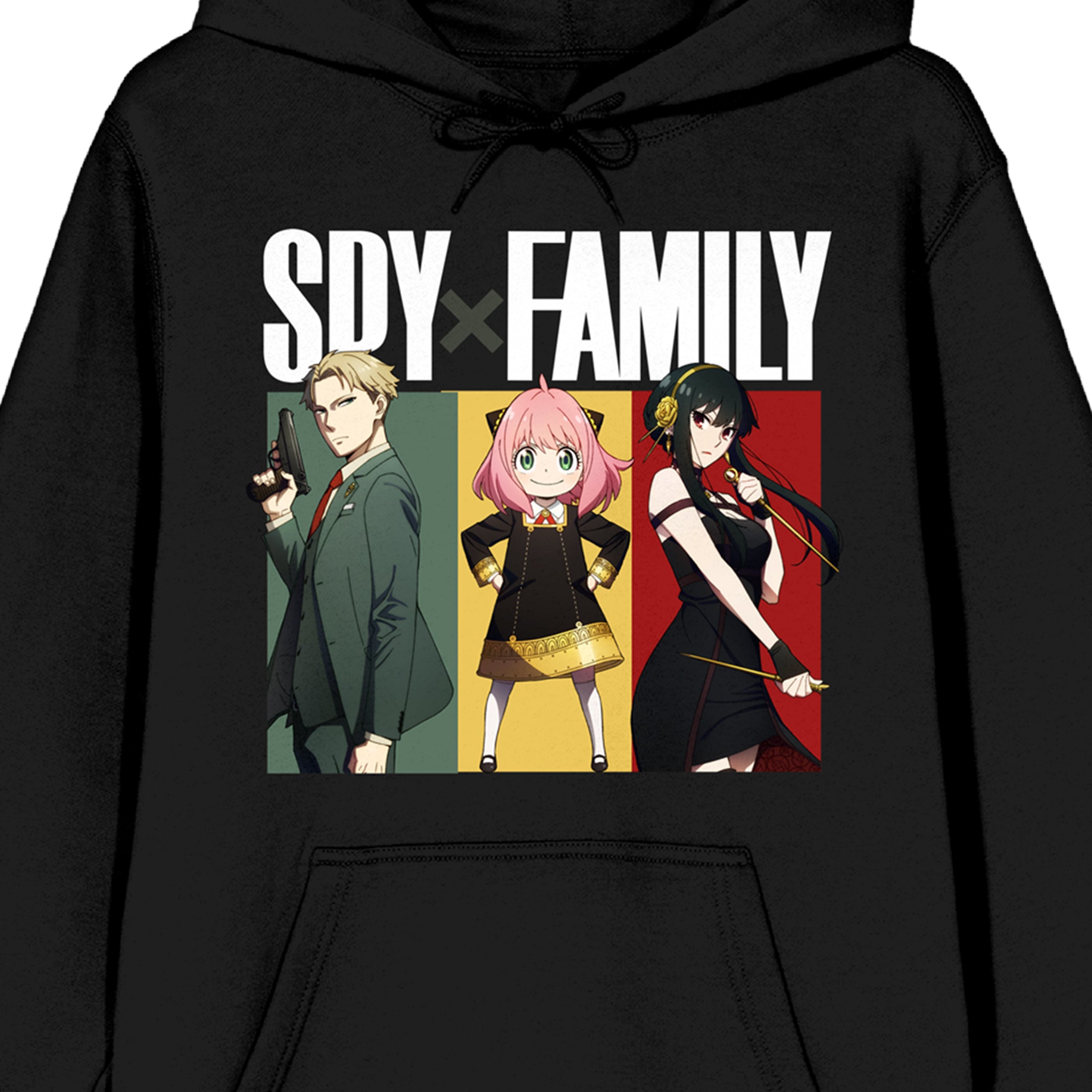 Spy x Family Forger Family Adult Black Graphic Hoodie-Medium