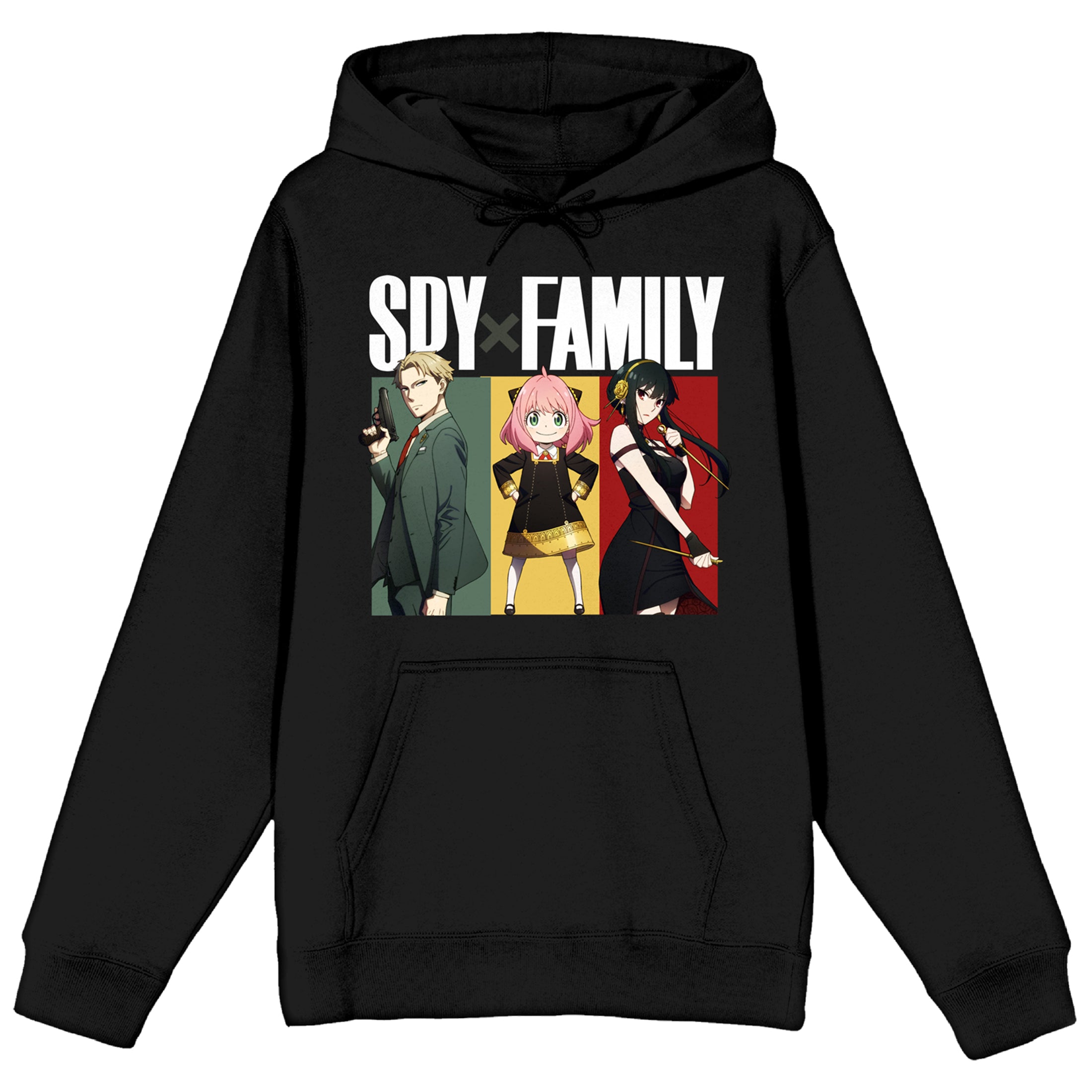 Spy x Family Forger Family Adult Black Graphic Hoodie-Medium
